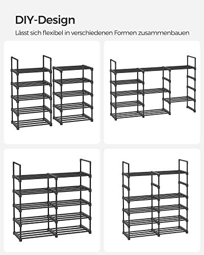 10-lags smalt skostativ, pladsbesparende, flytbare hylder