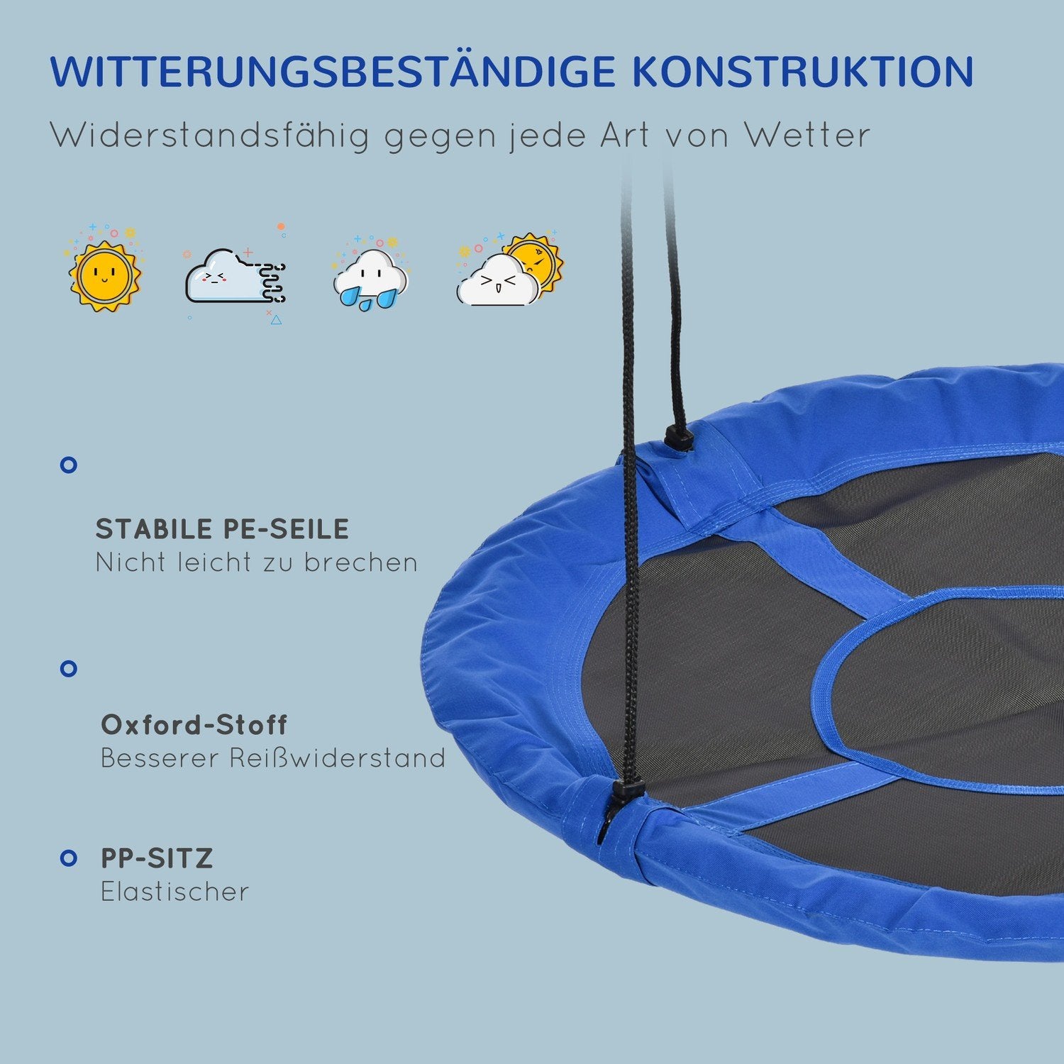 Gynge Ø110Cm 150Kg Justerbar Blå 3-12 År