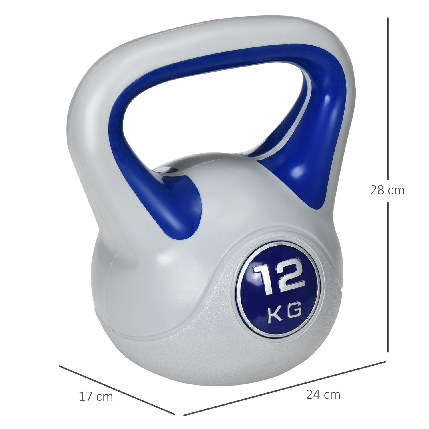 Kettlebell 12 Kg Golvvänlig Kettlebell För Styrketräning Och Kondition, Blå