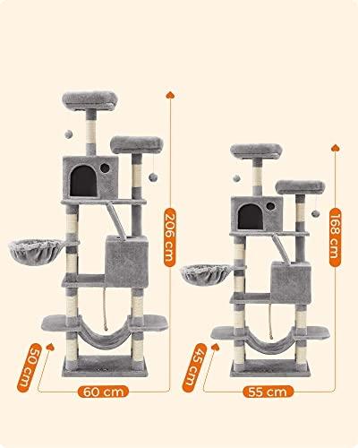 168 cm högt kattträd med 5 nivåer och flera lekytor