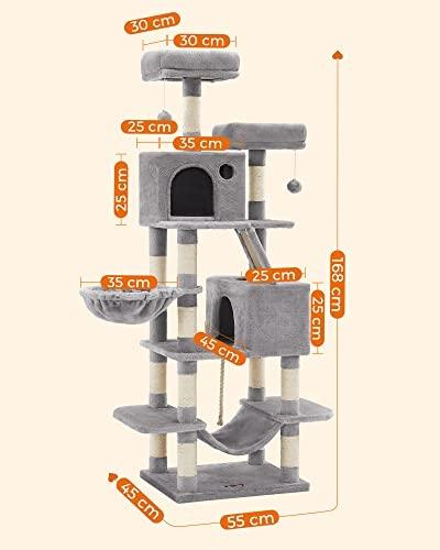 168 cm högt kattträd med 5 nivåer och flera lekytor