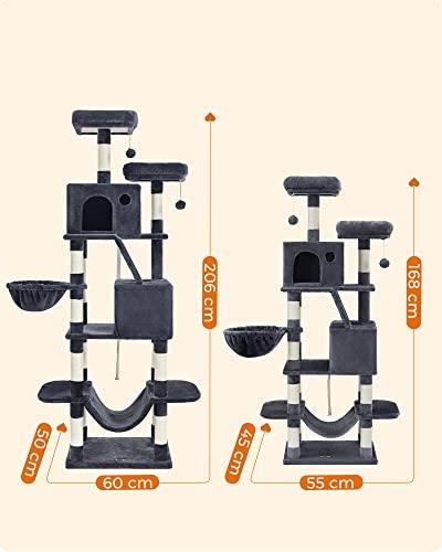 168 cm højt kattetræ i flere niveauer med hængekøje og huler