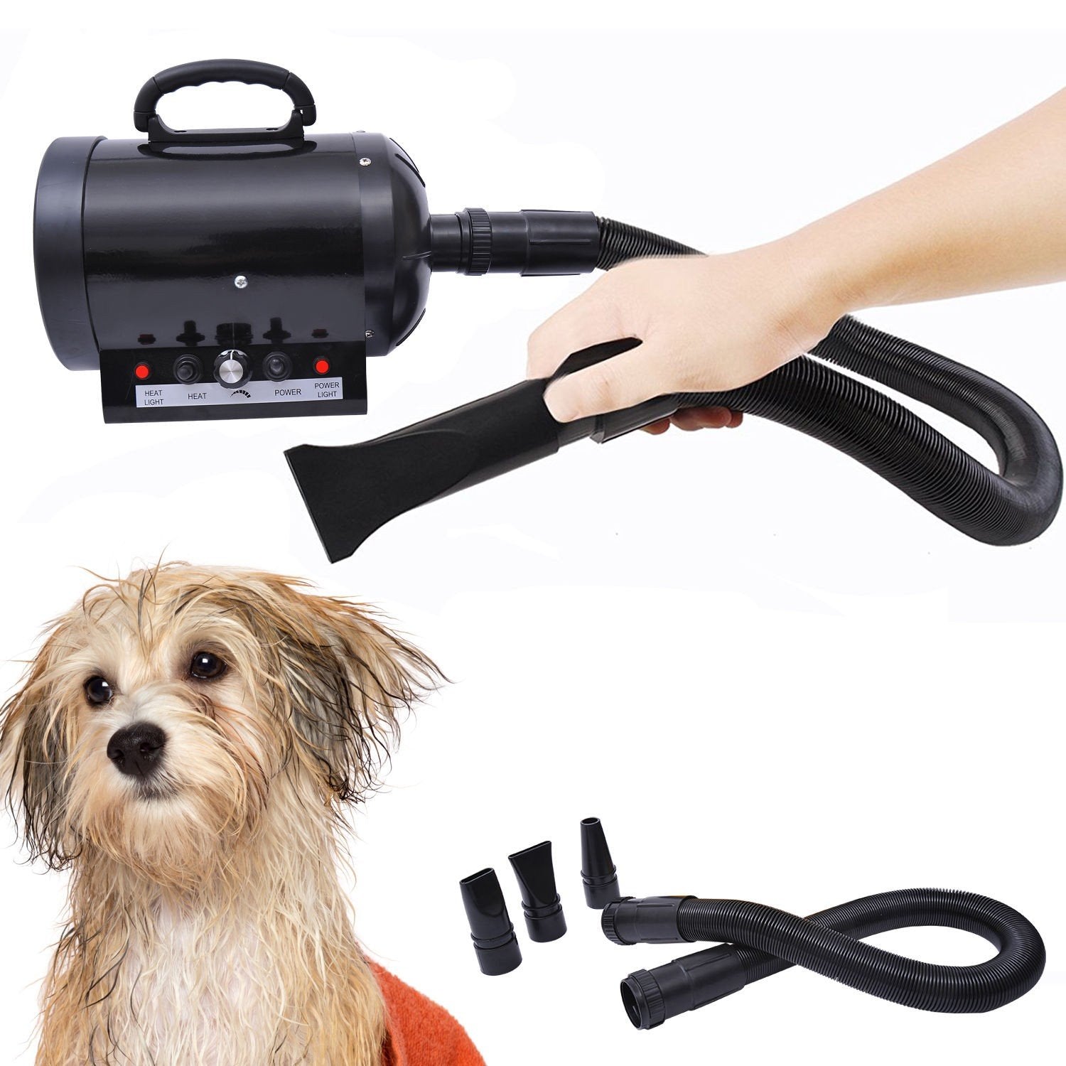 Professionel Hundehårtørrer Dyrehårtørrer Whisper Hårtørrer Hundetørrer 2800W Metal Sort 40 X 16 X 20 Cm