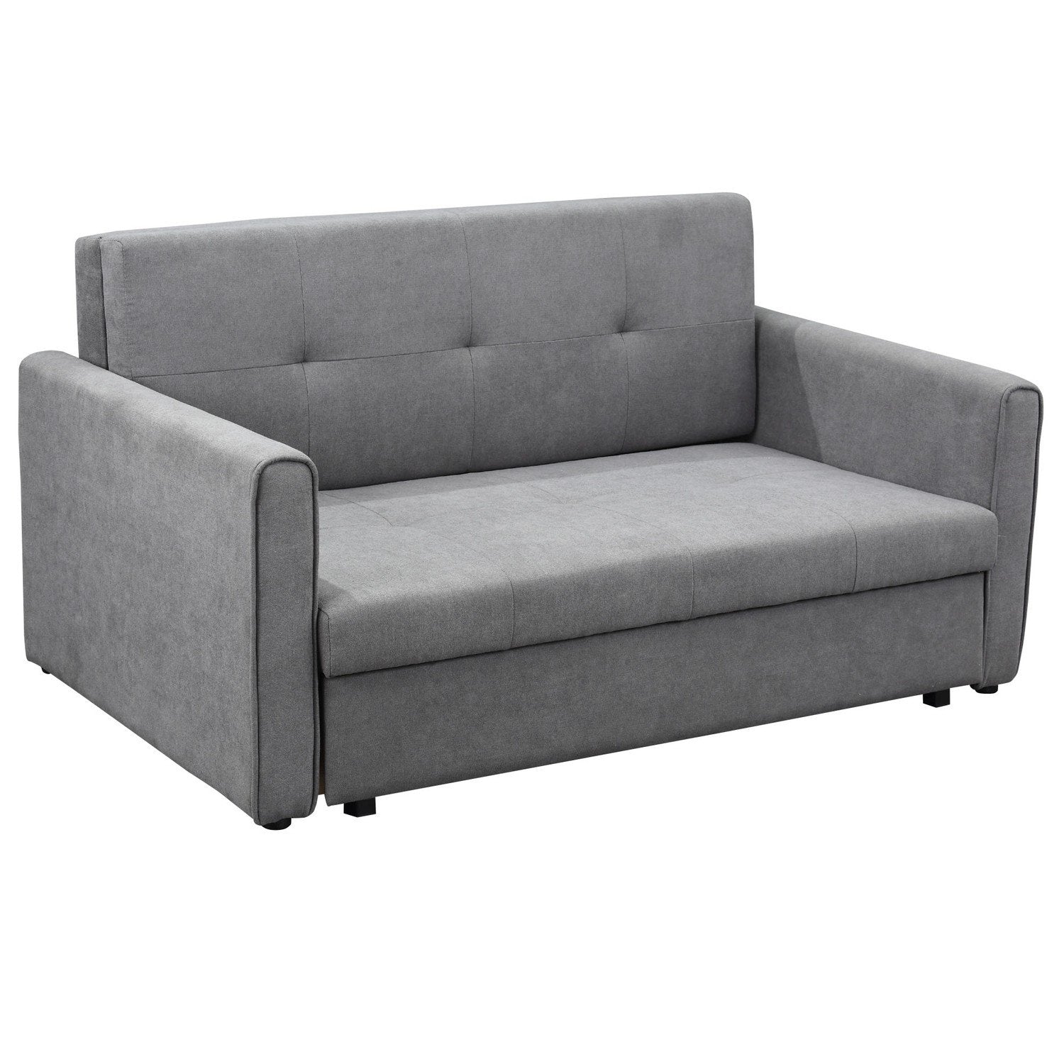 2-personers sovesofa med sengfunktion, opbevaringsplads og rygpude, polybomuld, træ, grå, 152x101x81 cm