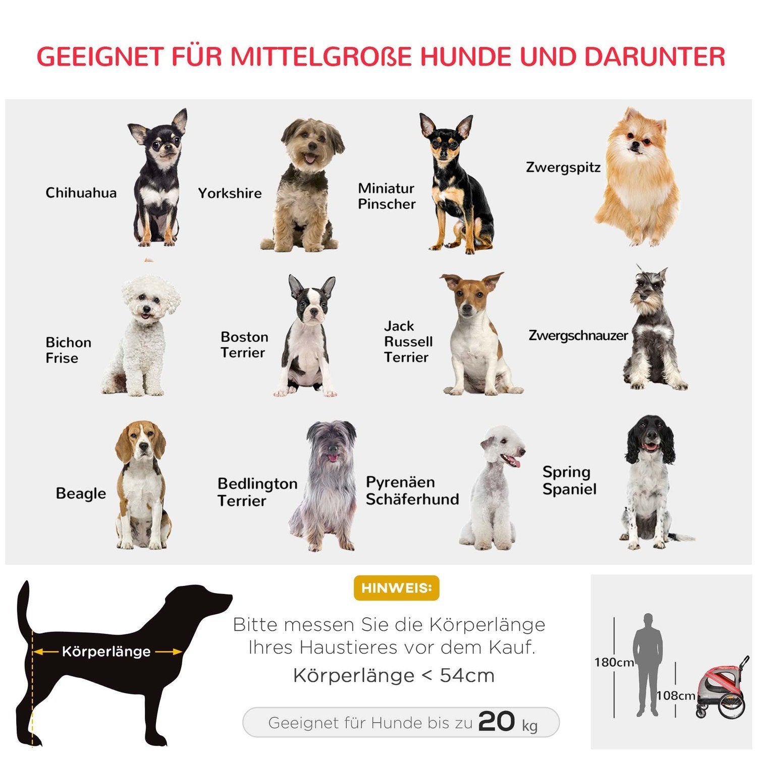 2-i-1 hundetrailer &amp; hundeklapvogn, hundecykelklapvogn, cykelklapvogn, med reflekser til mellemstore hunde op til 20 kg, Oxford stof