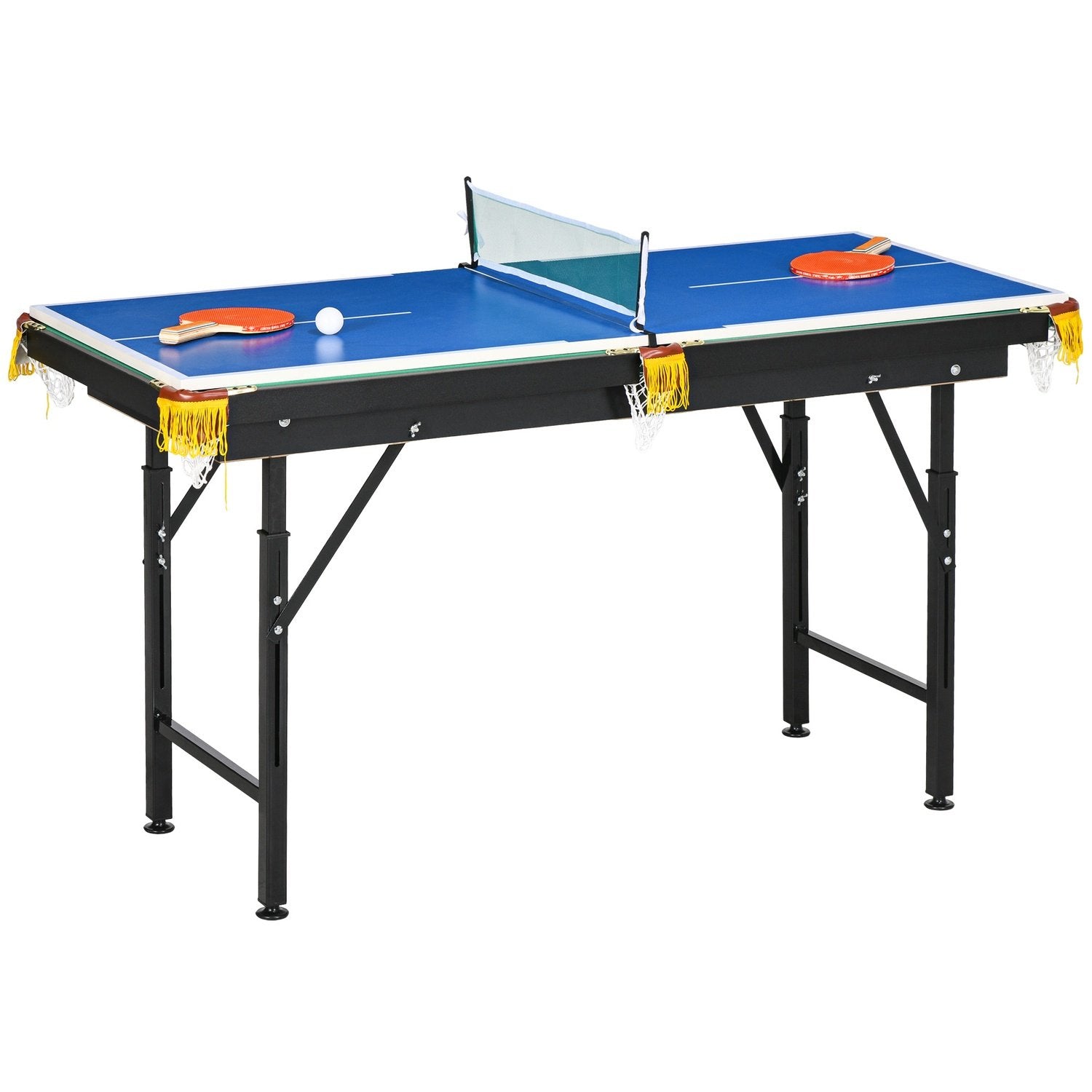 Multigame Spillebord 2-i-1 Multifunktionel Bordtennis Billard Tilbehør Børn Teenagere Voksne Stål 140X63X60-80Cm Grøn