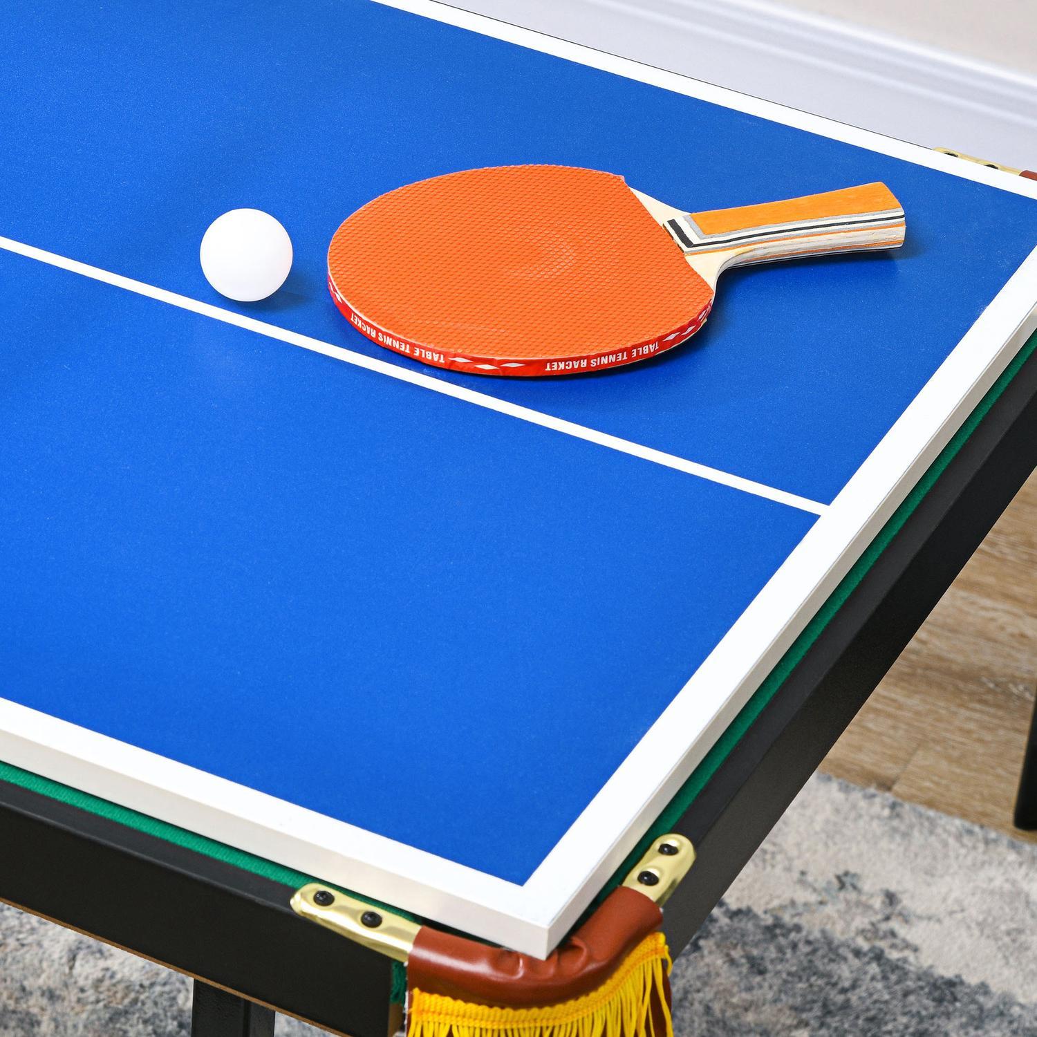 Multigame Spillebord 2-i-1 Multifunktionel Bordtennis Billard Tilbehør Børn Teenagere Voksne Stål 140X63X60-80Cm Grøn