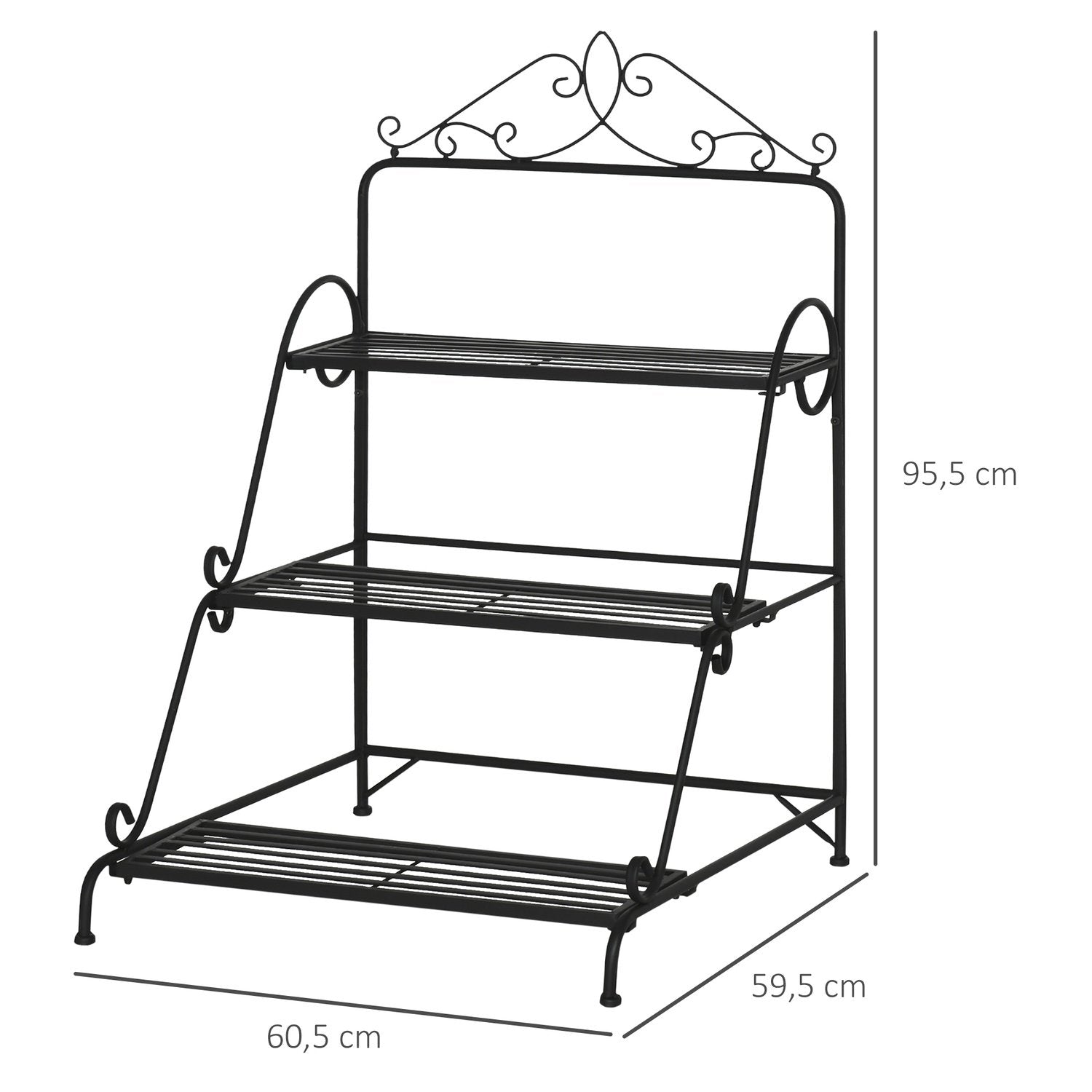 Metal Flower Stairs 3 Eter Plant Stand Med Justerbar Hængende Højde Indendørs Udendørs Natur