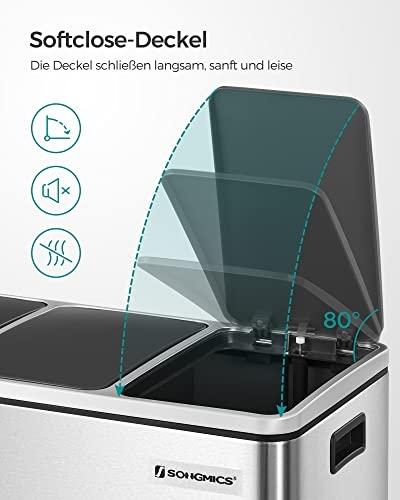 3-fack Soft-Close Pedal Återvinningsbehållare, 54L kapacitet