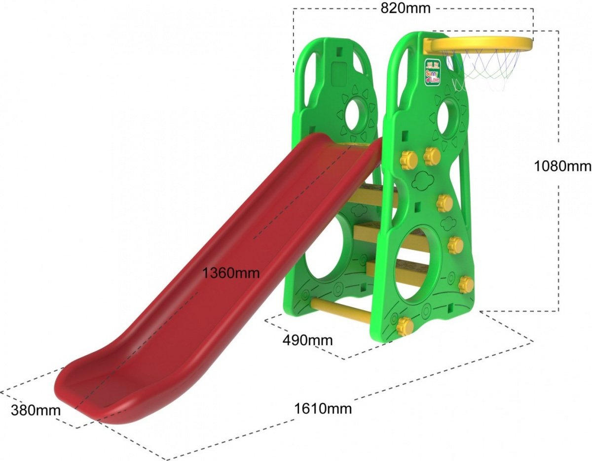 3-i-1 Green Slide Swing Basketset för barn