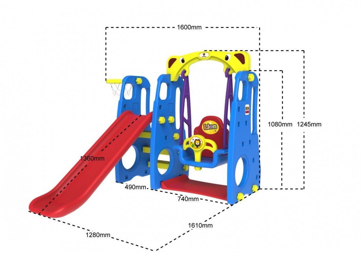 3i1 Blue Slide Swing Basket Set - HDPE, stabilt, sjovt