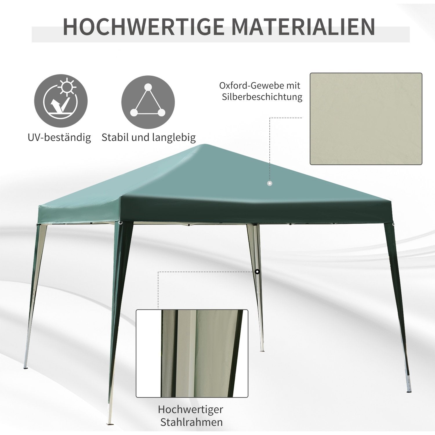 Gazebo 2,95X2,95M Pop-Up Foldbar Gazebo UV Beskyttelse Sammenfoldelig Stål Oxford Green