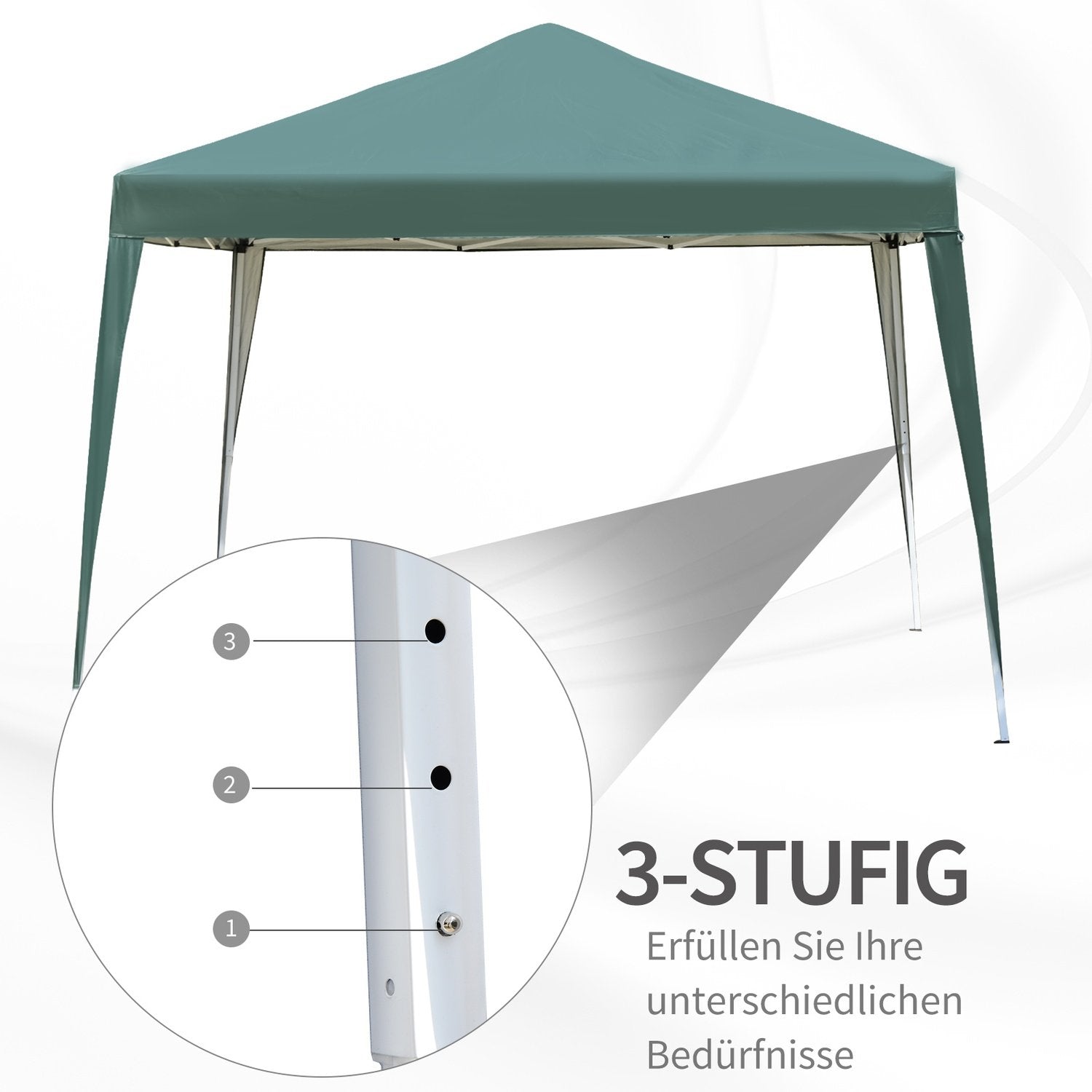 Gazebo 2,95X2,95M Pop-Up Foldbar Gazebo UV Beskyttelse Sammenfoldelig Stål Oxford Green