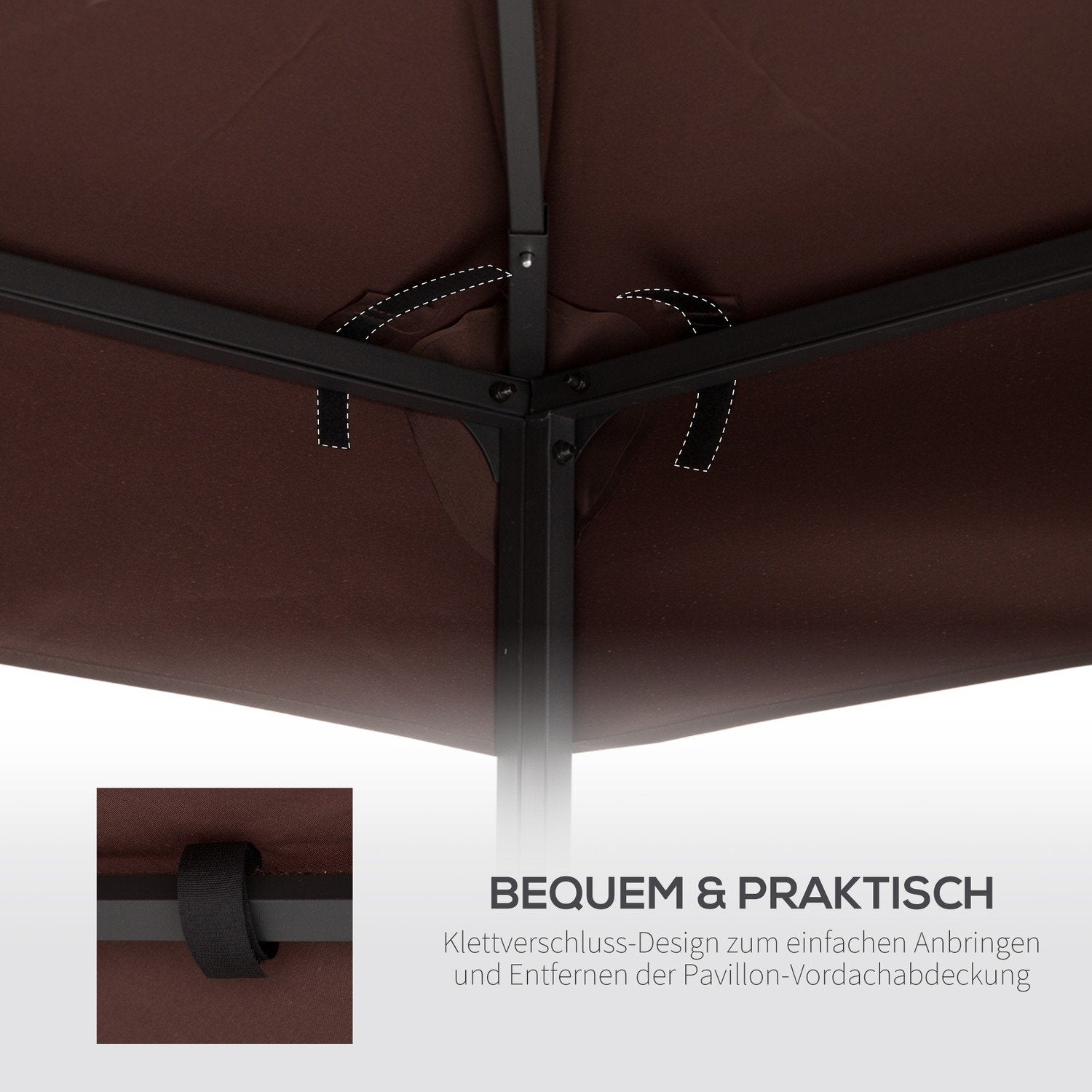 Udskiftningstag 3X3M Gazebo Tag Til Metal Gazebo, Polyester, Kaffe