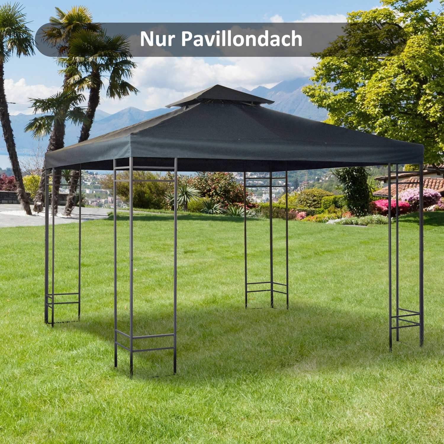 Udskiftningstag Gazebo Tag Til Metal Gazebo Havepavillon Festtelt Havetelt Polyester 3X3M Koksgrå