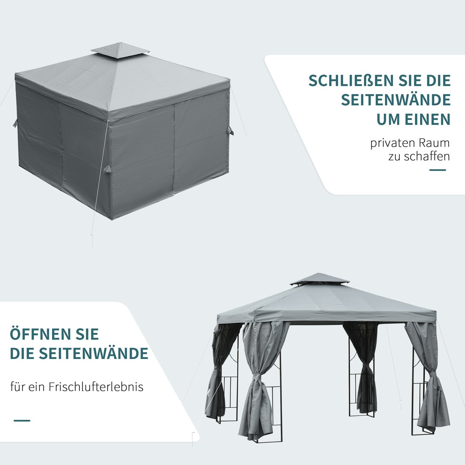 3X3M Dobbelttags Festtelt Vandtæt UV Beskyttelse Metal Polyester Mørkegrå