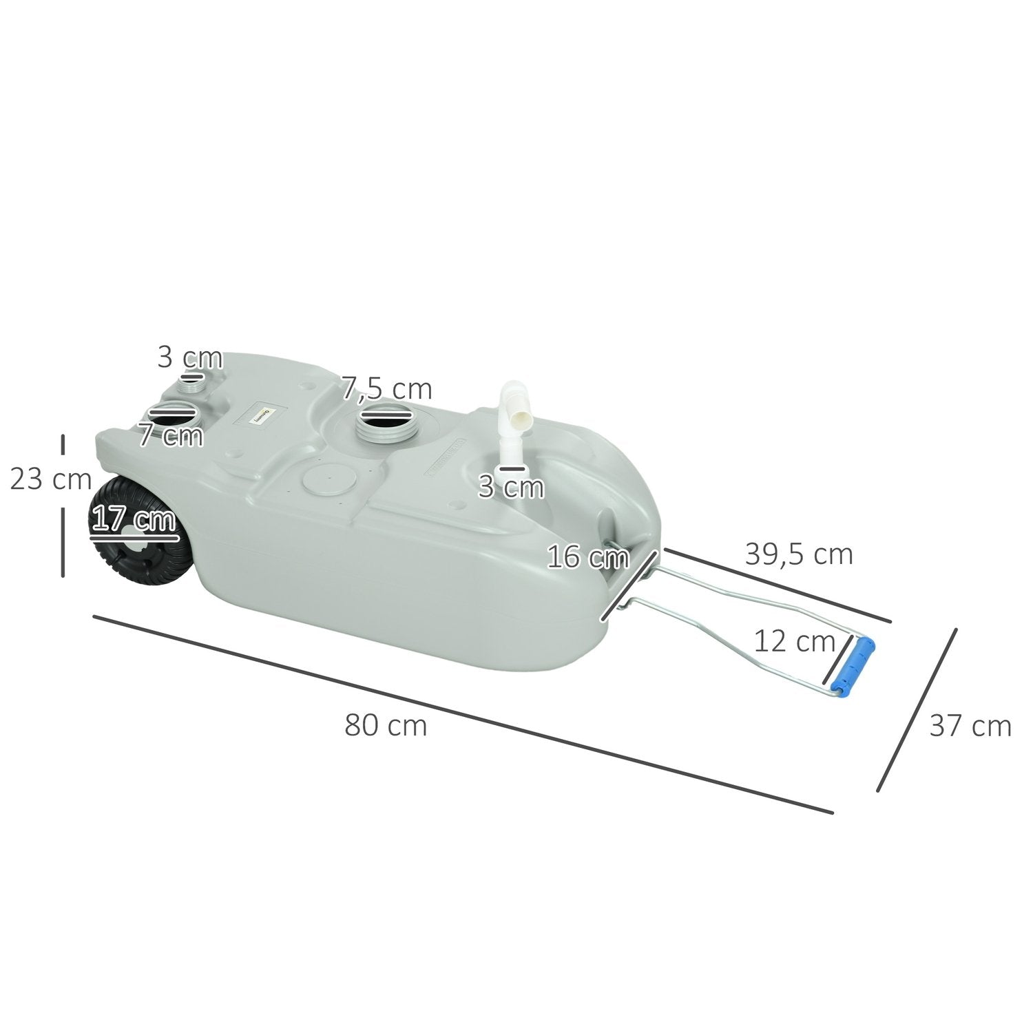 40 L spildevandstank, spildevandstank, RV rulletank med håndtag, vandtank, campingvandtank med vandhane, bærbar multifunktionstank