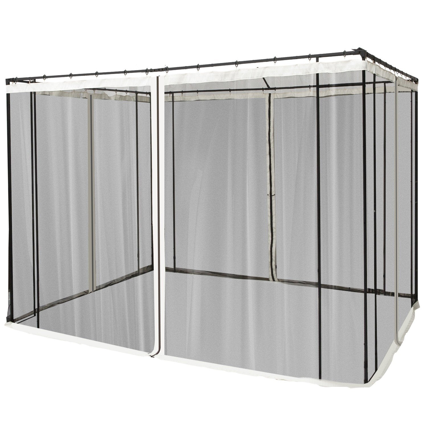 Myggenet 3X3 Gazebo 4 Sidepaneler Fluenet Lynlås Nylon Mesh Sort