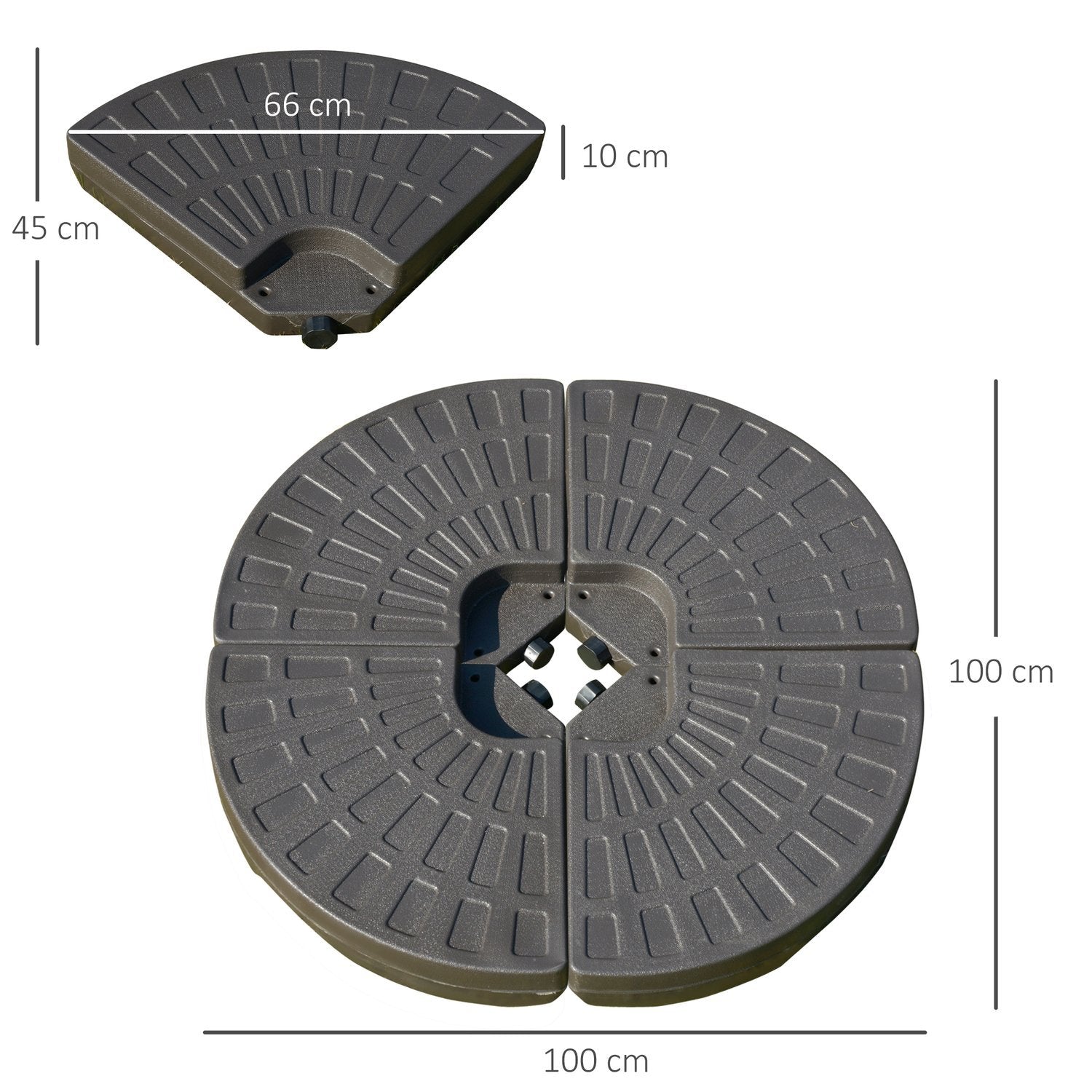 Paraplystativ, kan fyldes med 17 kg vand/25 kg sand, Hdpe, kaffe, 100x100x10,5 cm