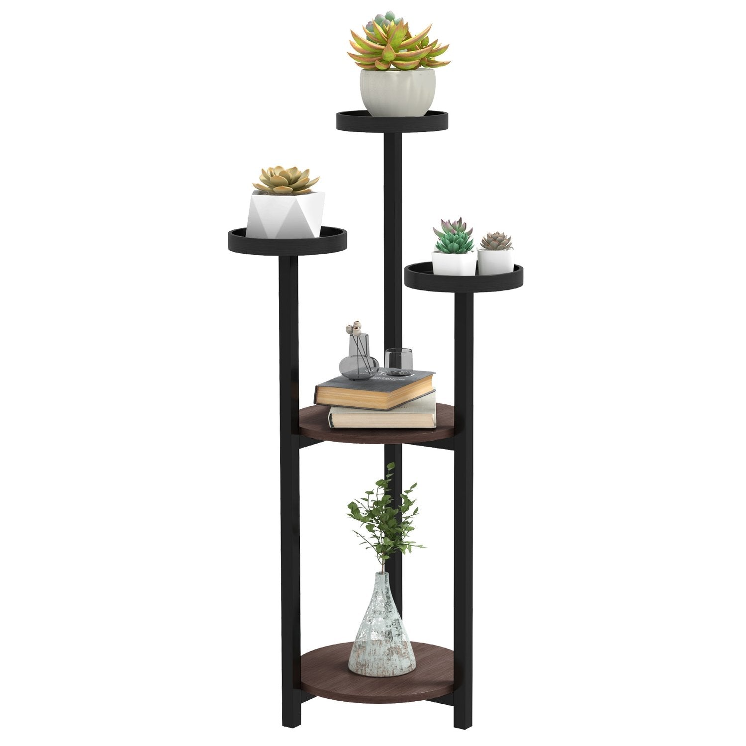 Plant Stand Trä Blomsterhylla, 5 Nivåer, För Trädgård & Balkong, 28X28X87Cm, Brun