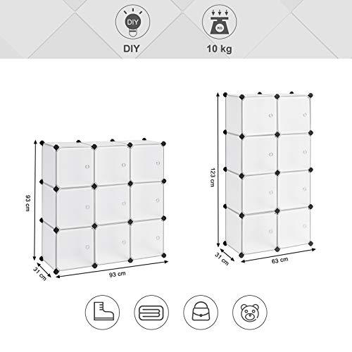 9-kub vit förvaringsorganisator med dammfria dörrar