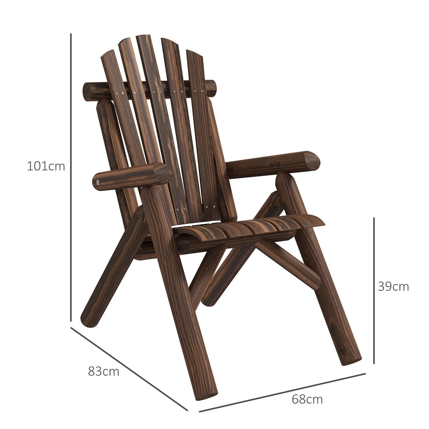 Adirondack Havestol Havestol Træstol Høj Ryg Med Armlæn Gran Træ Brun 83 X 68 X 101 Cm