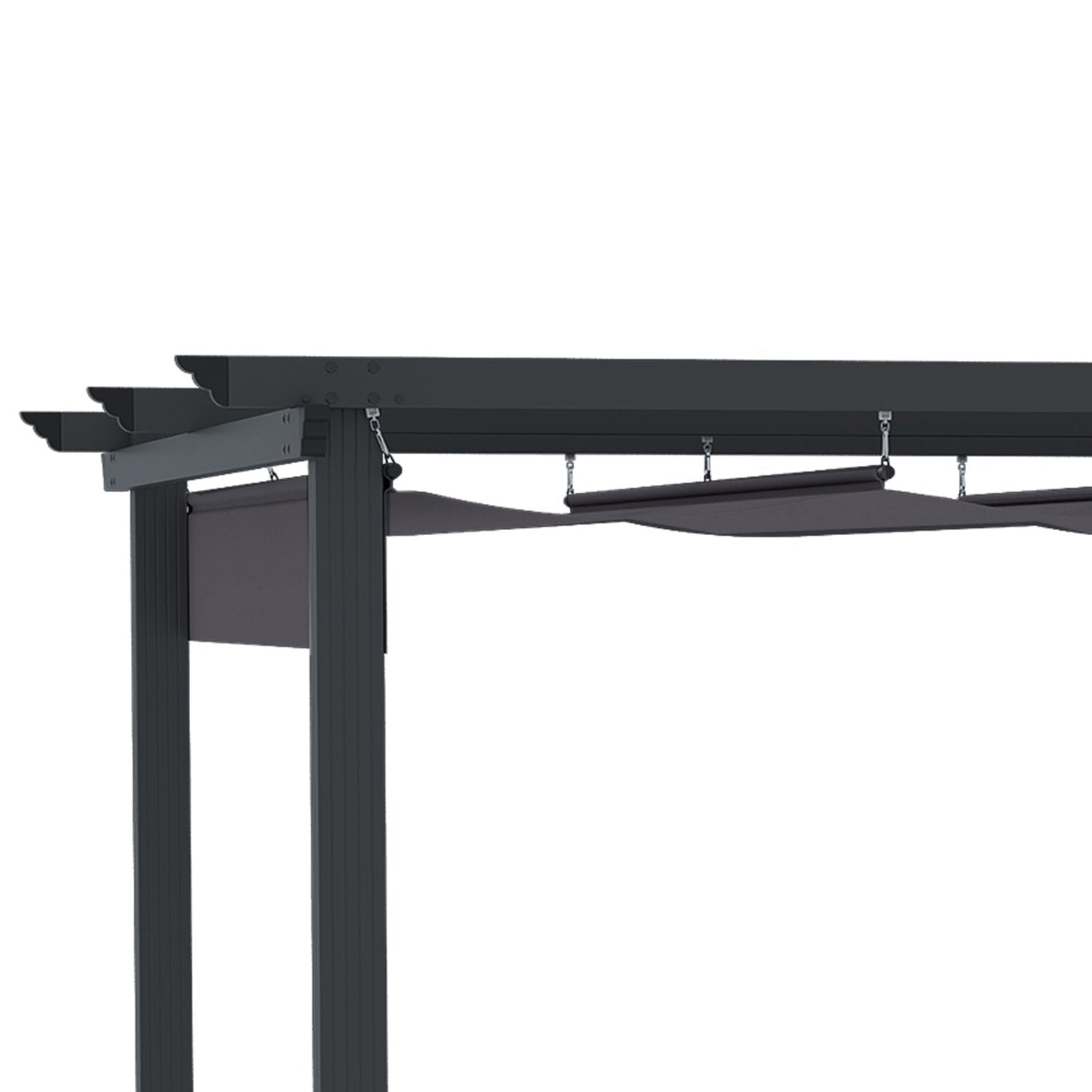 Pergola 2,95 X 2,95 M Gazebo Altantak Med Skjuttak Aluminium Polyester Grå