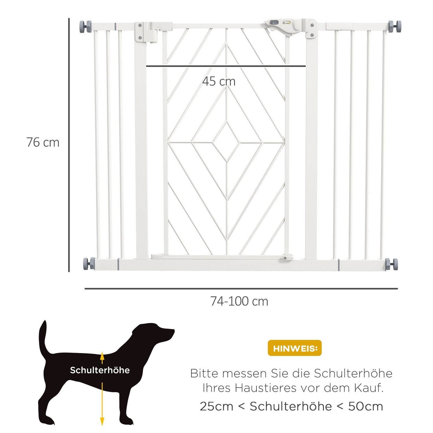 Trappeport Hunde Automatisk Dør Borefri Barriere 74-100Cm Hvid