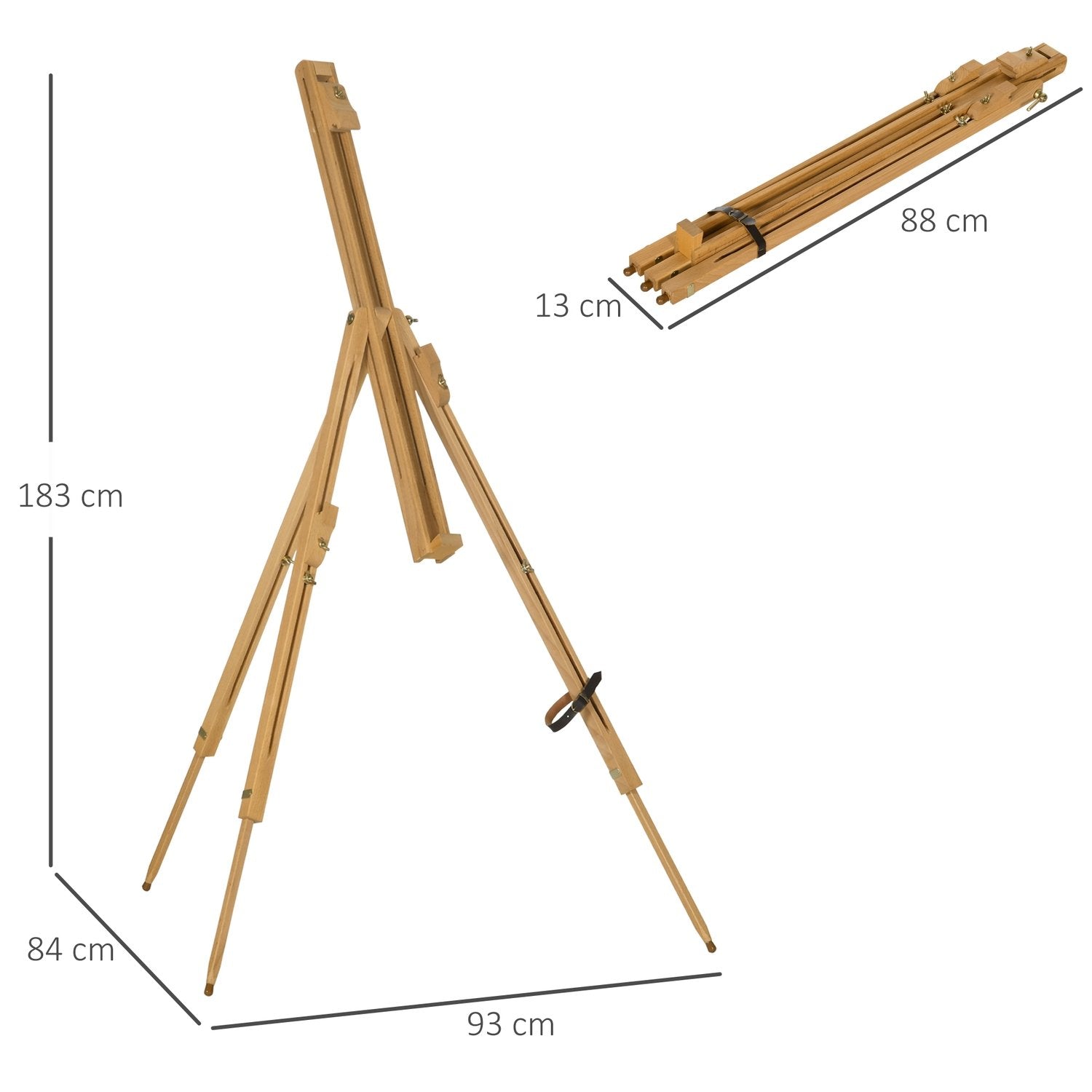 Staffli Vikfältstativ, Stativ Staffli, Höj- Och Sänkbar, Portabel Studiostafli Av Bokträ För Dukar Upp Till 107 Cm Höga