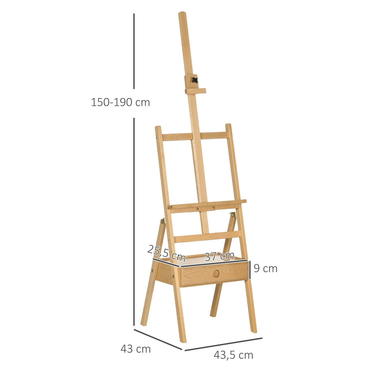 Staffeli Stående Staffeli Sammenfoldelig Træstafeli Højdejusterbar Studio Staffeli med Holder, Til lærreder op til 92 cm høje