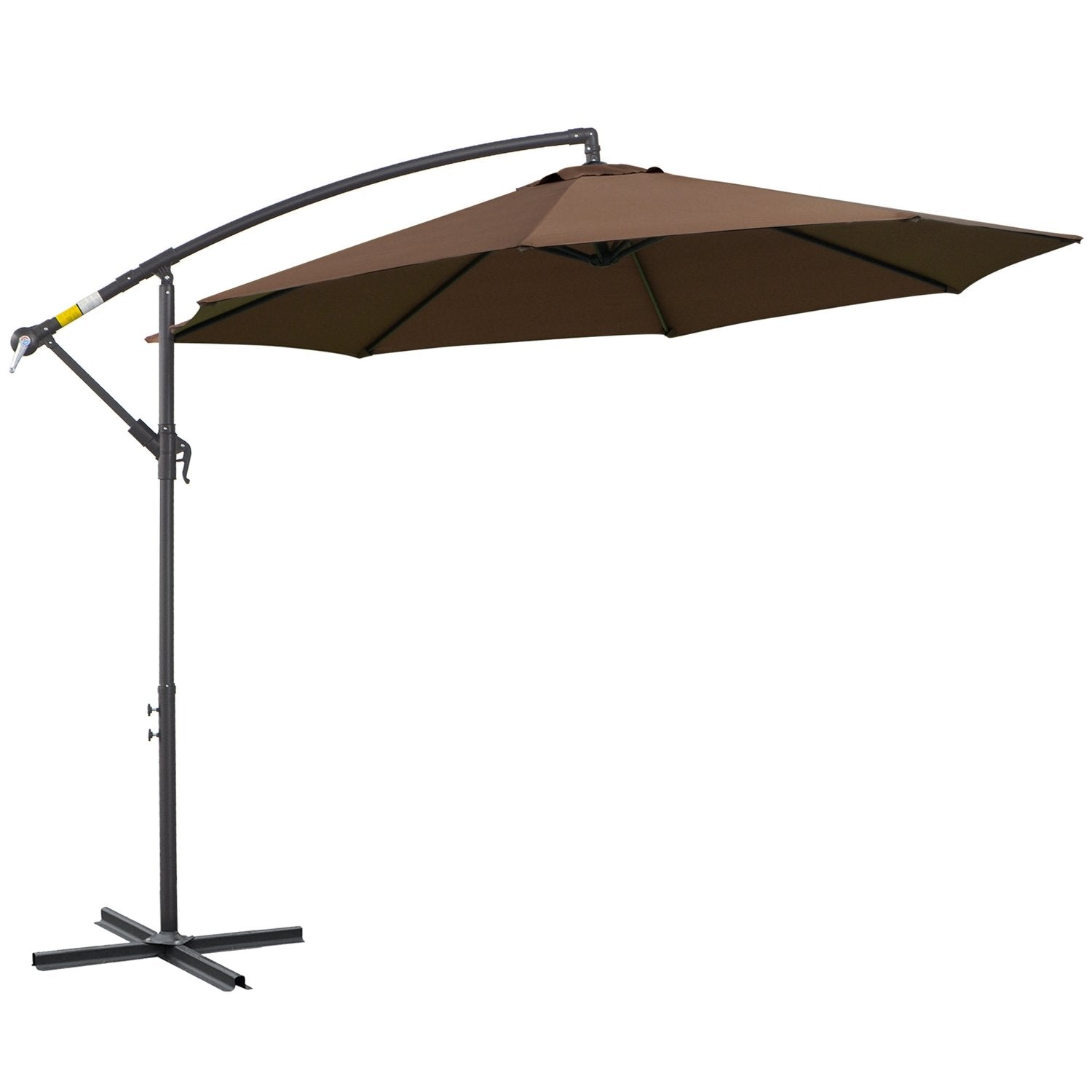 Parasol Cantilever Parasol med håndsving, stålramme &amp; polyesterstof, kaffe, Ø3X2,5M