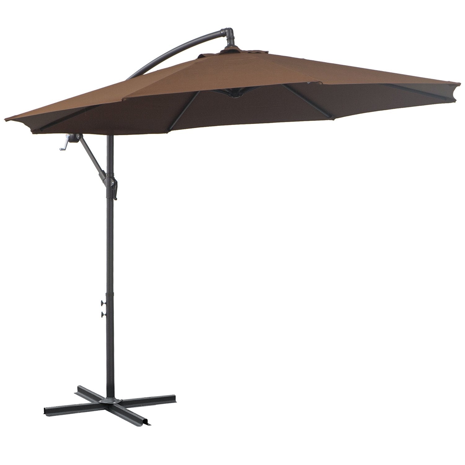 Parasol Cantilever Parasol med håndsving, stålramme &amp; polyesterstof, kaffe, Ø3X2,5M