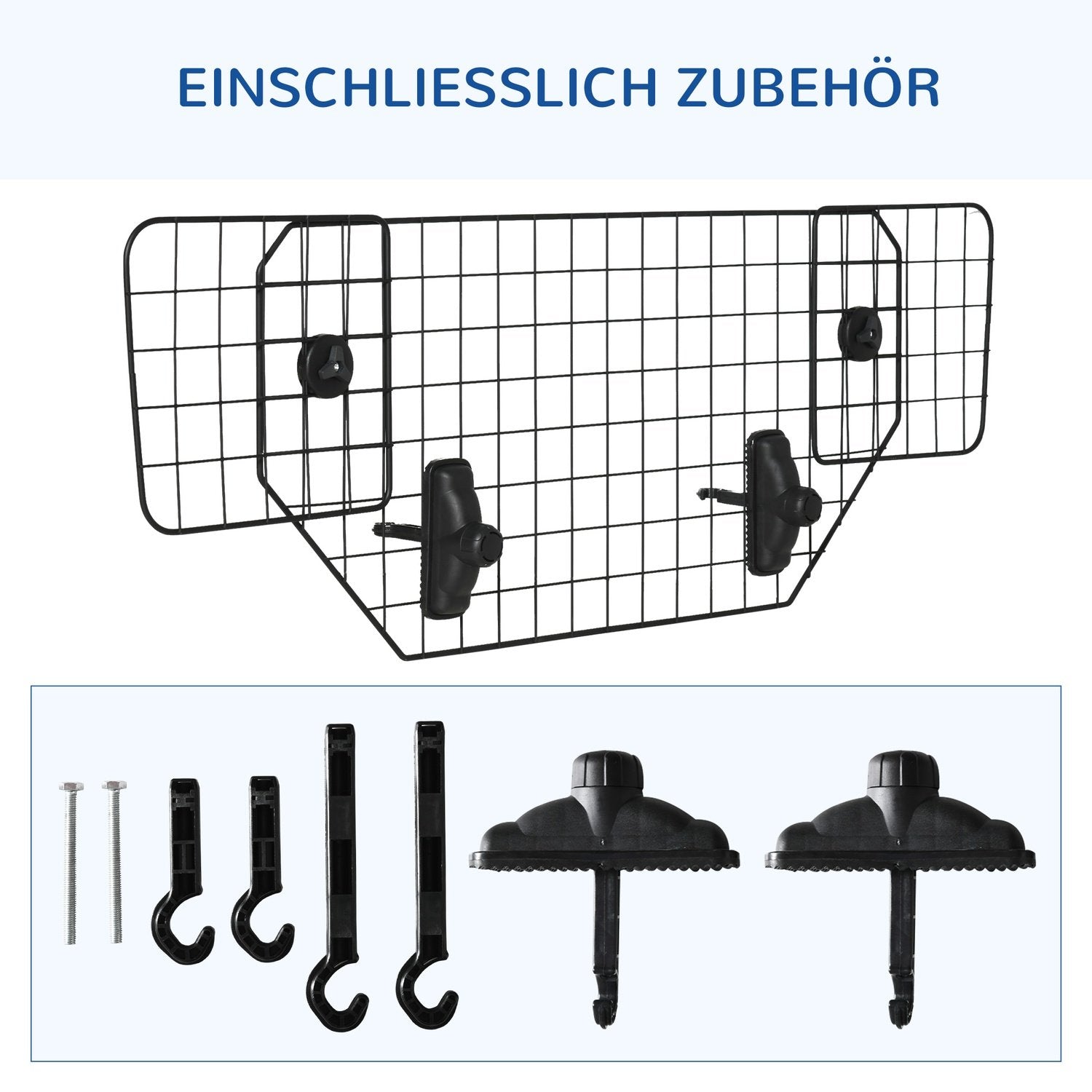 Dog Guard Universal Car Boot Gate, Justerbar Dog Gate Divider, Metall Svart, (90-120)X40,5Cm