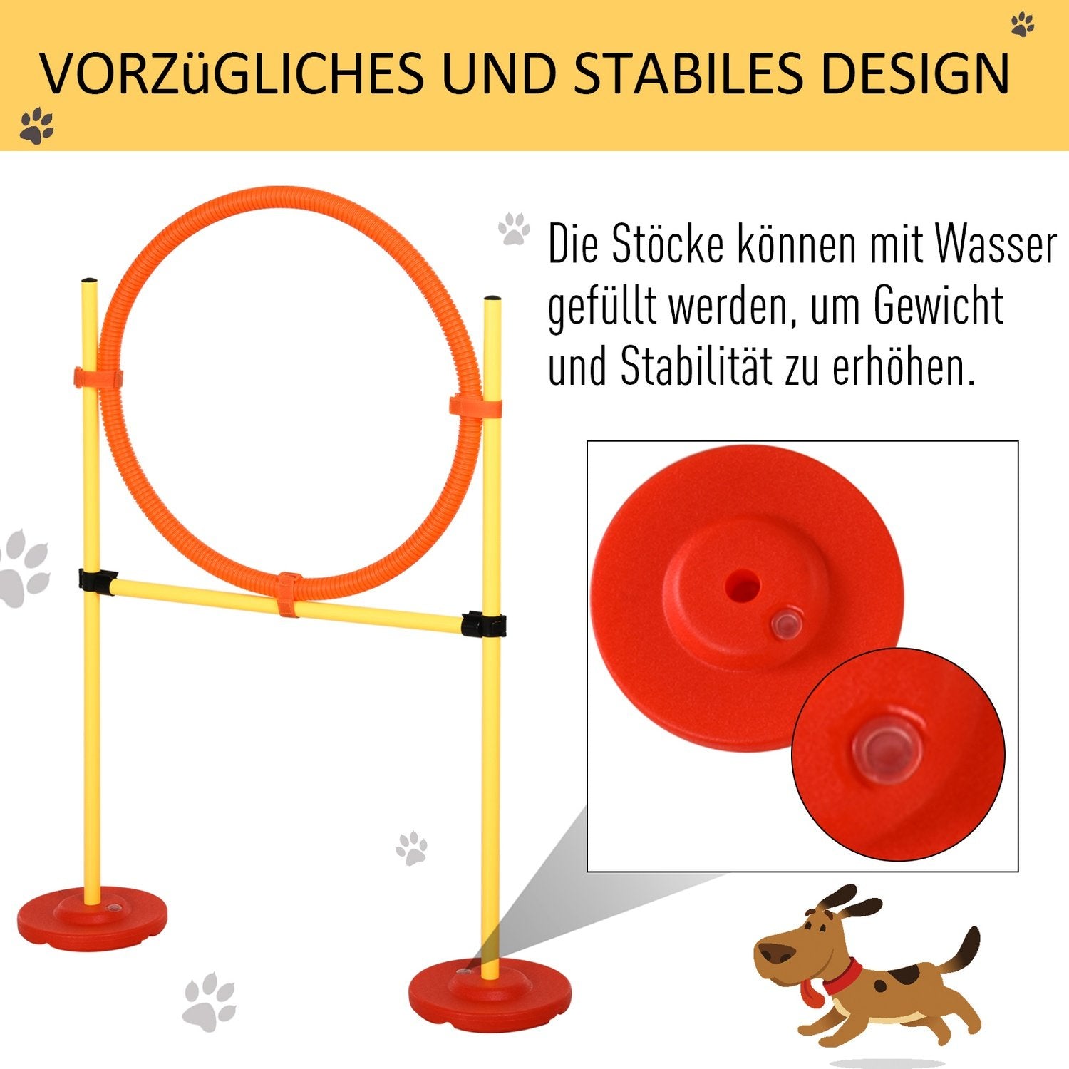 Dog Agility Häckset, Hundträningsset, Hinderbana, Plast, Polyester, Gul, 128 X 23 X 9-100 Cm