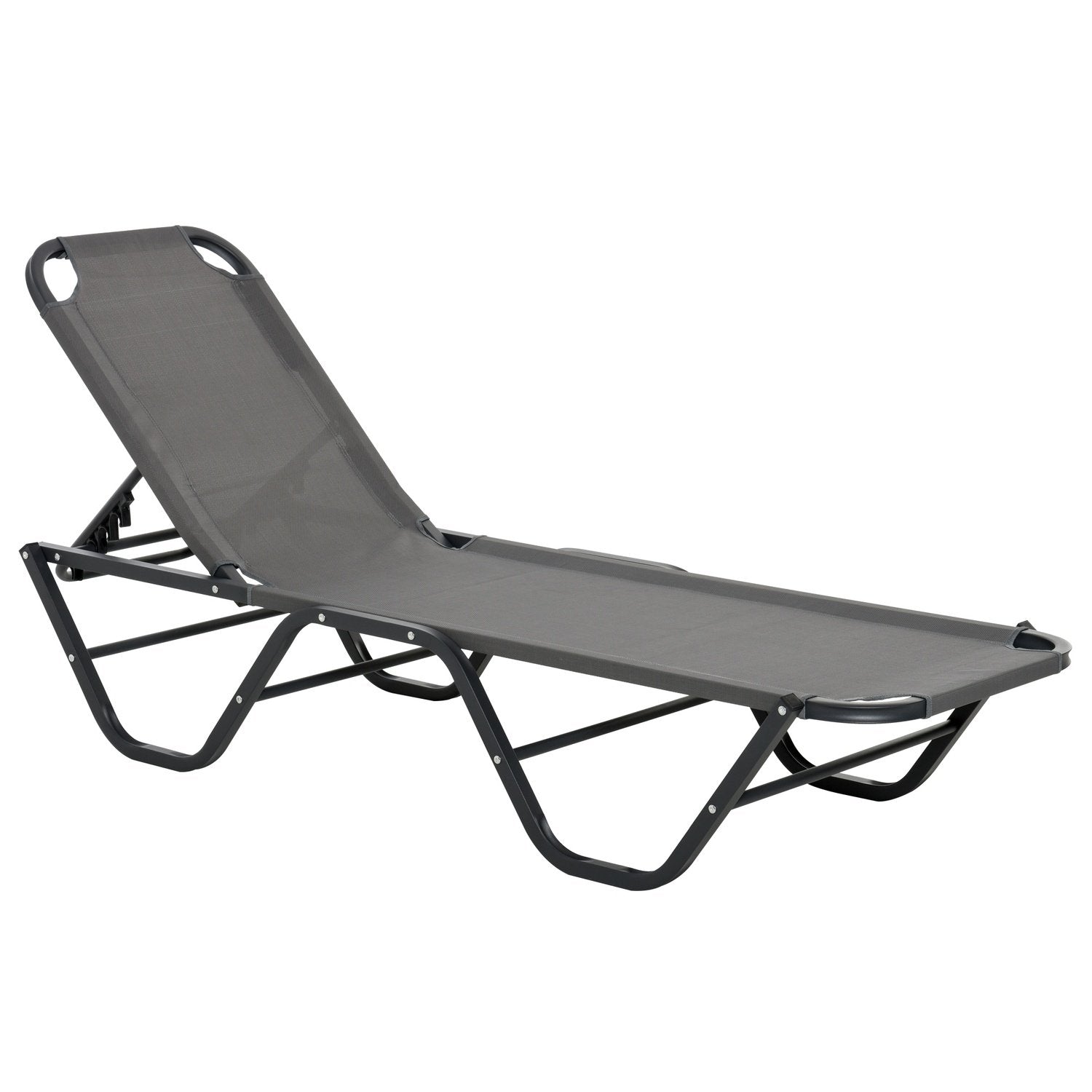 Liggestol Strandseng 5 etagers haveseng i aluminium Relax Liggestol Textline Grå + Sort 163 X 58,5 X 91 Cm