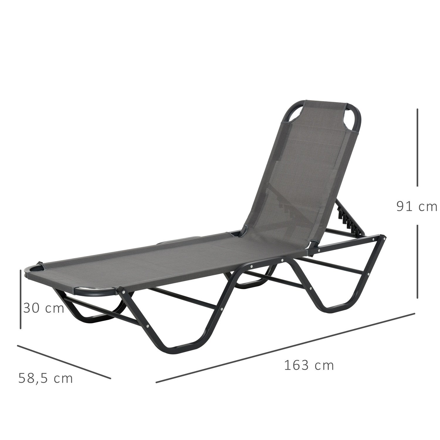 Liggestol Strandseng 5 etagers haveseng i aluminium Relax Liggestol Textline Grå + Sort 163 X 58,5 X 91 Cm