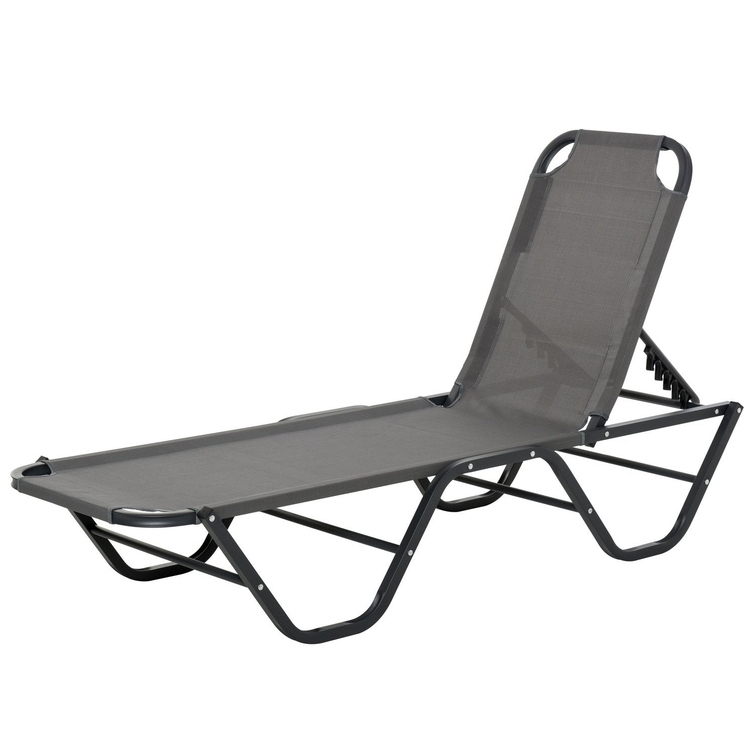 Liggestol Strandseng 5 etagers haveseng i aluminium Relax Liggestol Textline Grå + Sort 163 X 58,5 X 91 Cm