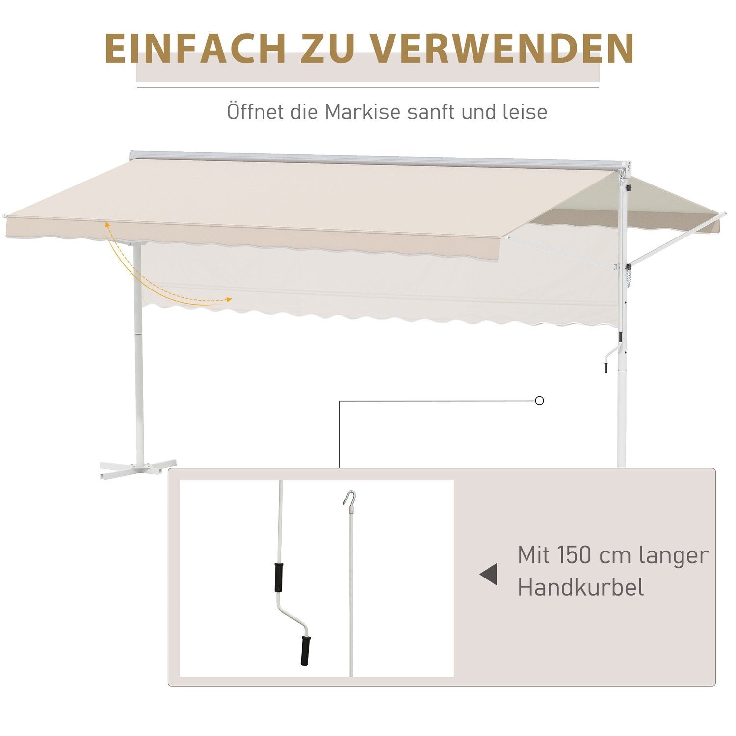 Stående Markis Trädgårdsmarkis Markis Med Fällarmsvev Uteplats Beige 4,5X3,4M