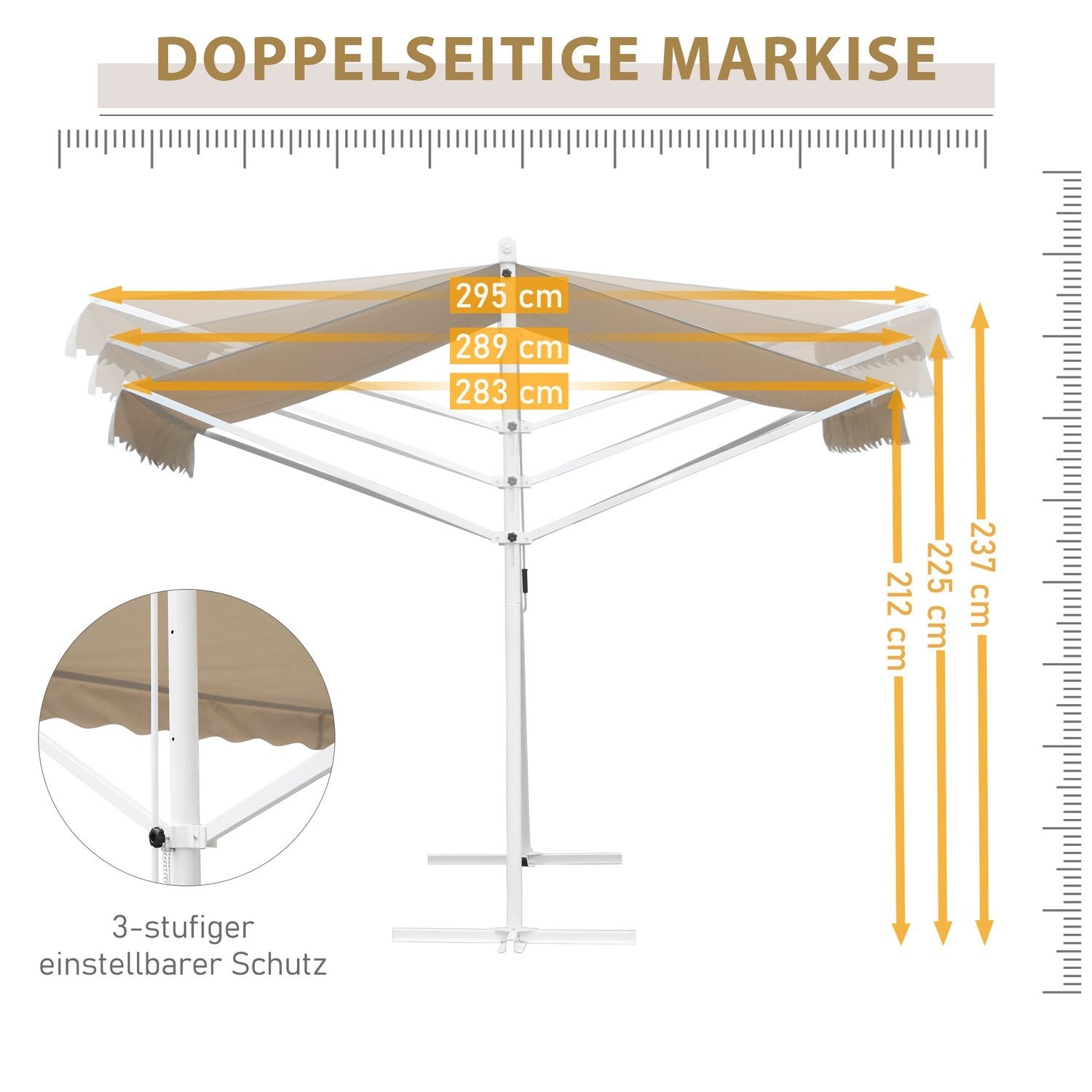 Stående Markis Trädgårdsmarkis Markis Med Fällarmsvev Uteplats Beige 4,5X3,4M