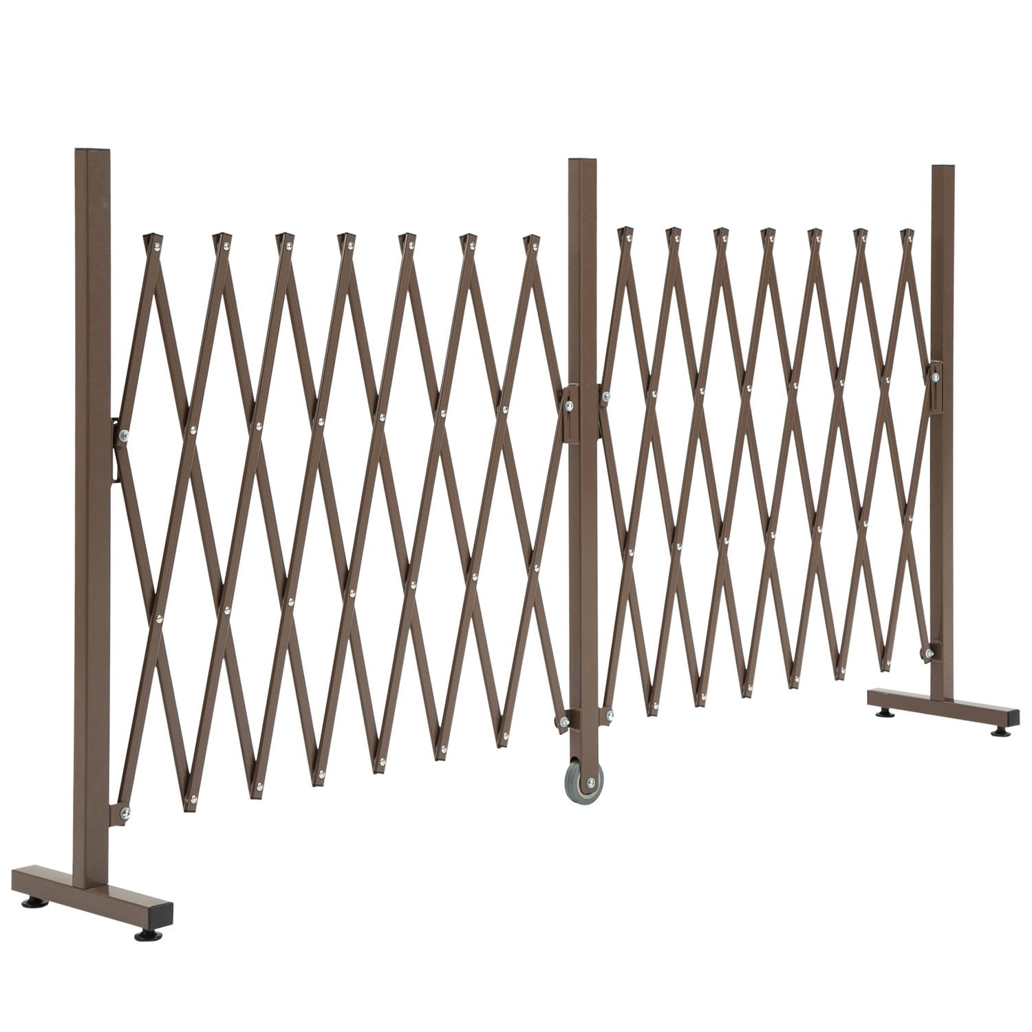 Scissor Gate Barrier Utdragbar 52-405Cm Trädgård Aluminium Brun H103,5Cm