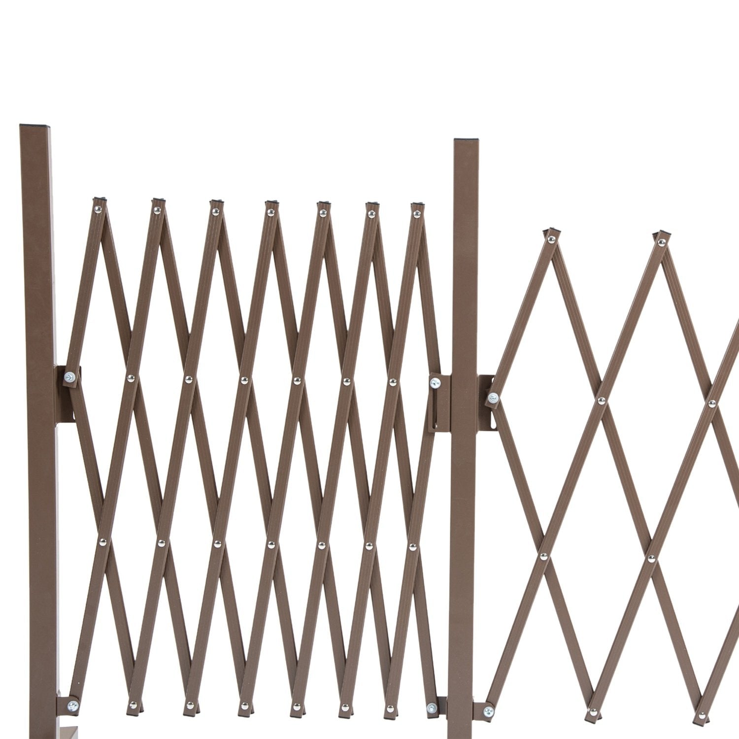 Scissor Gate Barrier Utdragbar 52-405Cm Trädgård Aluminium Brun H103,5Cm