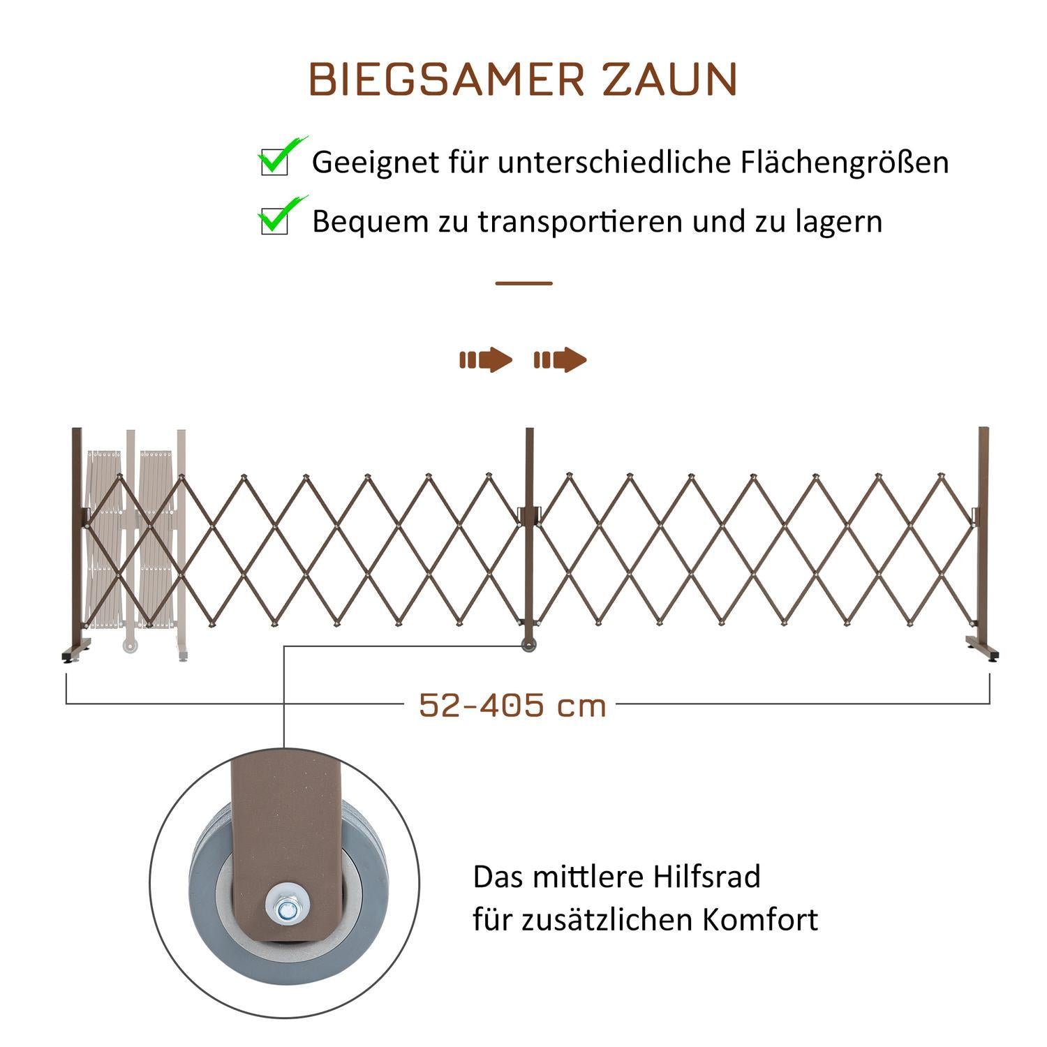 Scissor Gate Barrier Utdragbar 52-405Cm Trädgård Aluminium Brun H103,5Cm