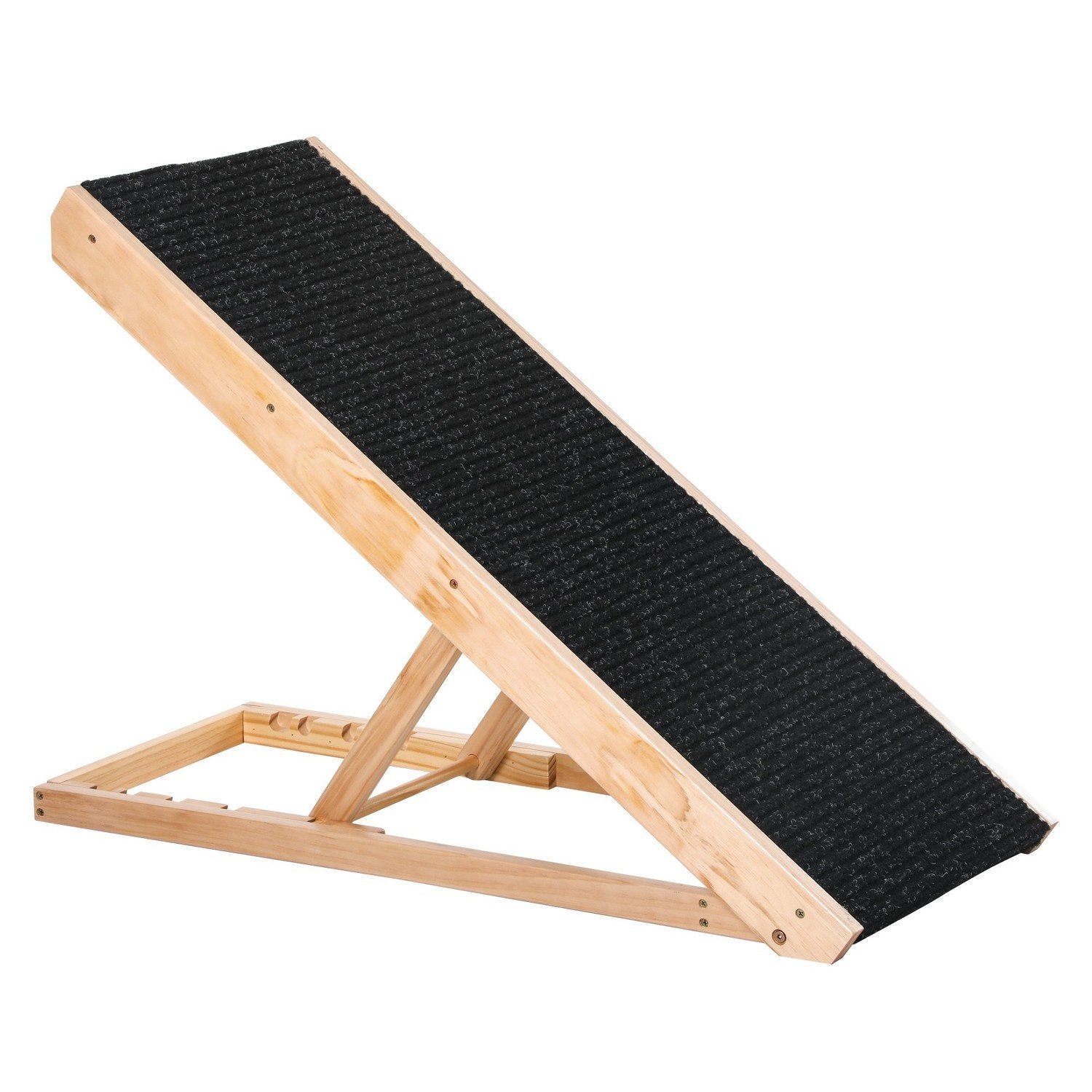 Pet Ramp Justerbar Hundramp Med Halkfri Matta, Furu, Polyester, 90X40X61Cm