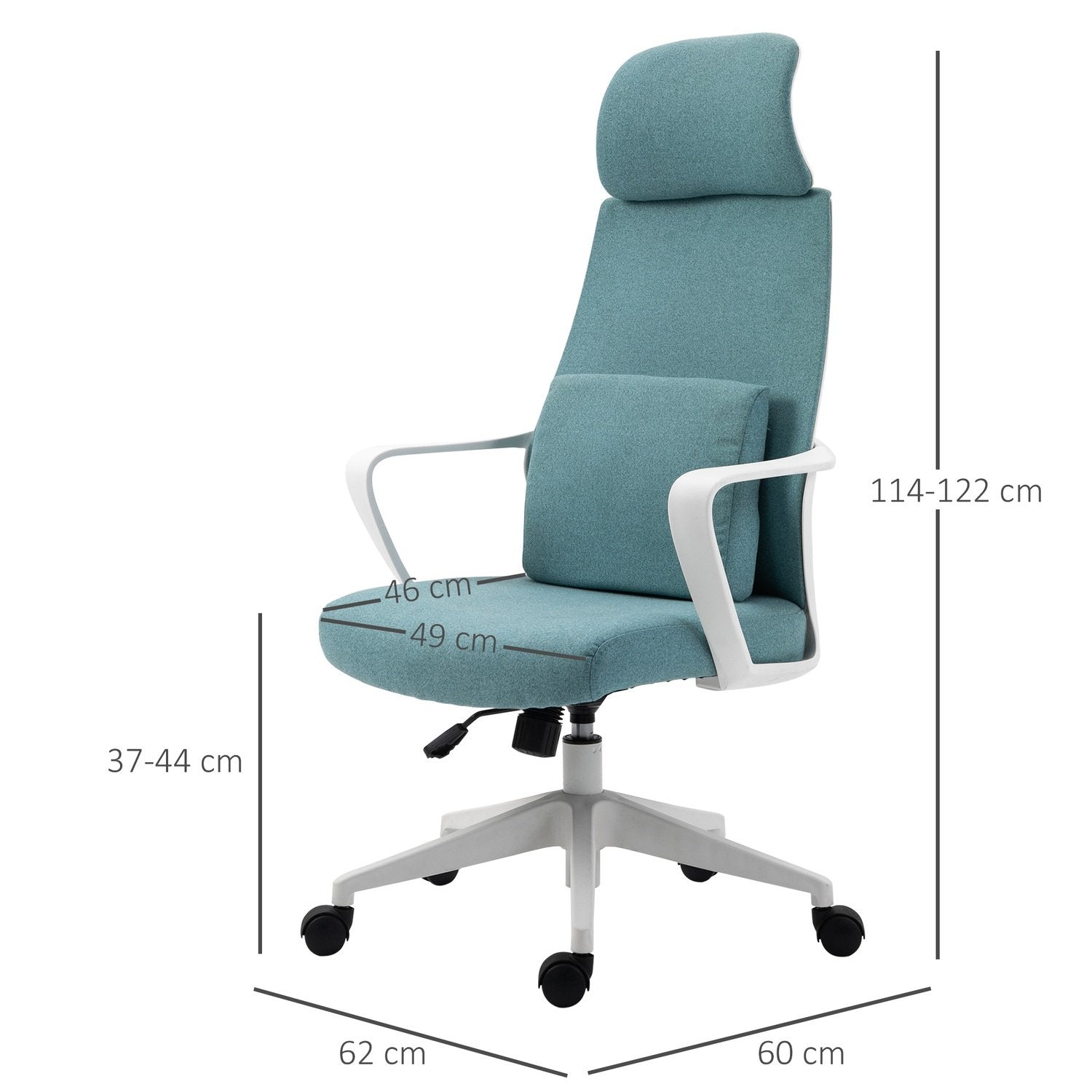 Ergonomisk Executive Chair Højdejusterbar, Massagefunktion, Gaming Chair, Nylon, Blå, 62X60X114-122Cm