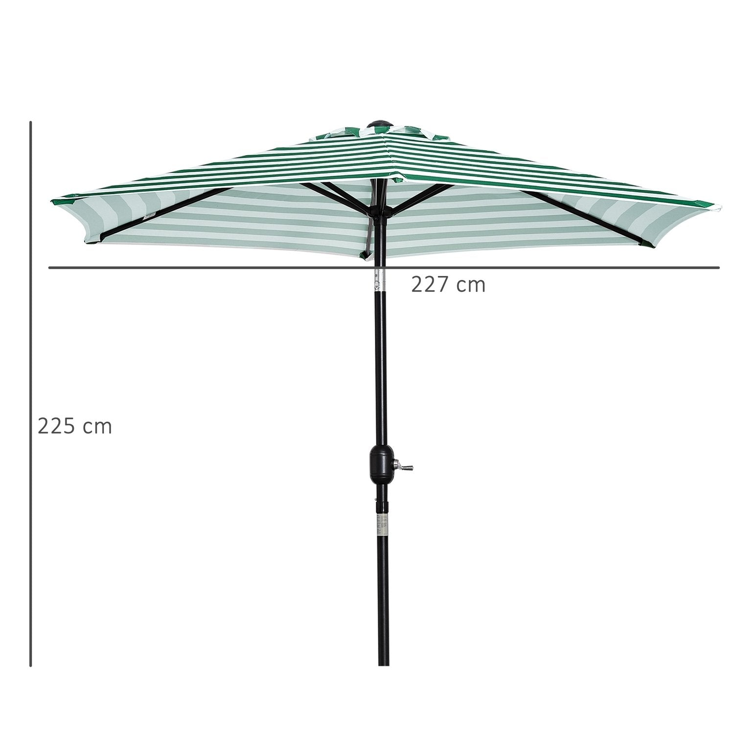 Parasol Have Paraply Terrasse Parasol Stel Stål Udendørs Grøn Strib Ø230 X 216 Cm