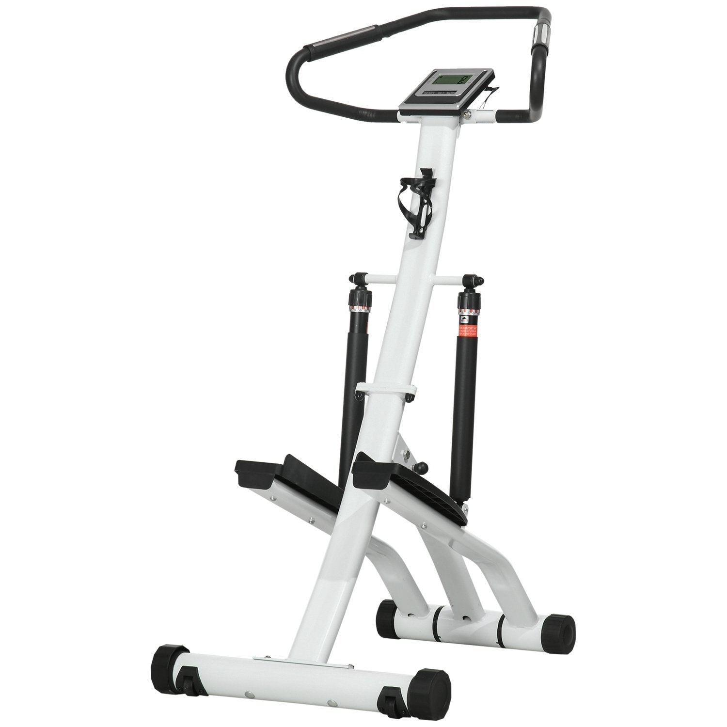 Stepper med håndtag, fitness-motionscykel med LCD-skærm, motionscykel med 12 modstandsniveauer Sort + Sølv 80 X 61 X 134 Cm