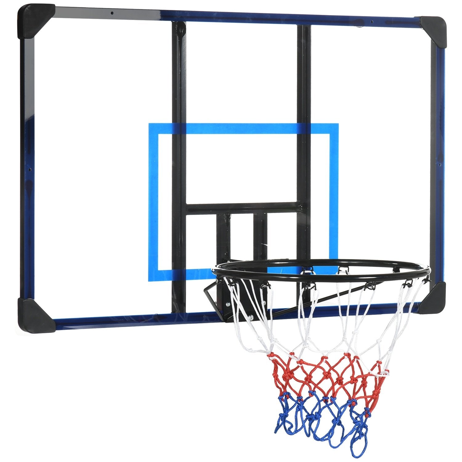 Basketball Hoop Basketballboard med kurv og net, vægmonteret til udendørs brug, stål, 113 X 61 X 73 Cm