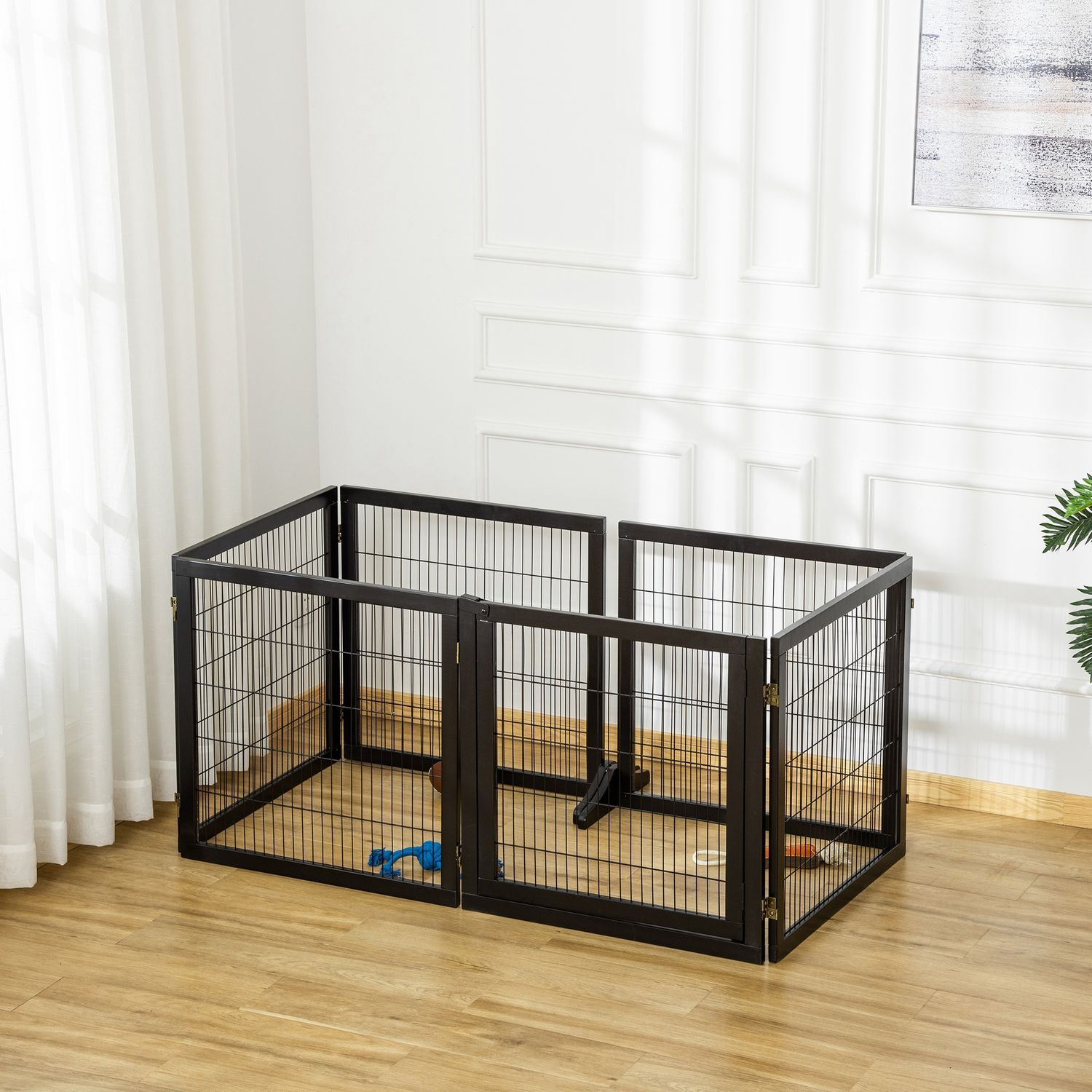 Dörr Säkerhet Grind Barriär För Hundar Skyddsport Hund Gate Säkerhetsdörr Dubbelriktad Vikbar Furu Metall Svart 432X36X70Cm