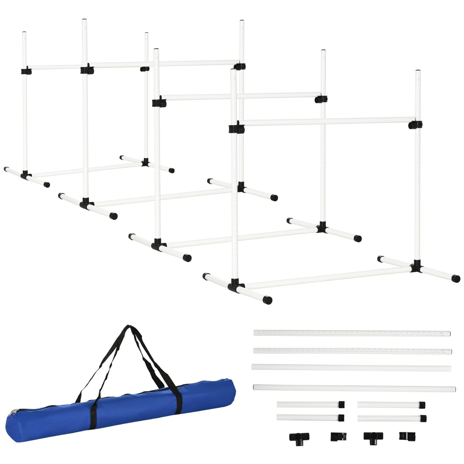 Agility Häckset Slalomstänger Hundträningsset 4 X Häck, Plast, Vit, 99X65X94Cm