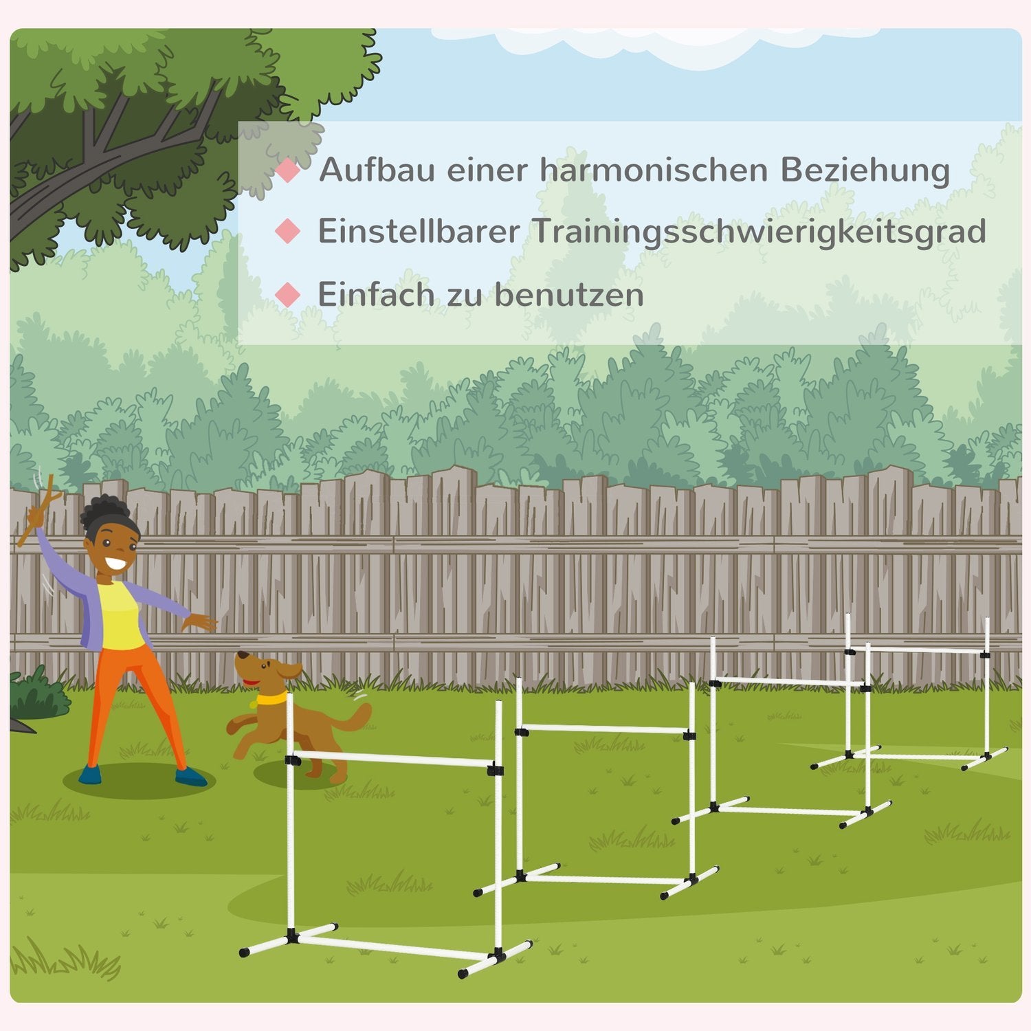 Agility Hedge Sæt Slalom Bars Hundetræningssæt 4 X Hæk, Plast, Hvid, 99X65X94Cm